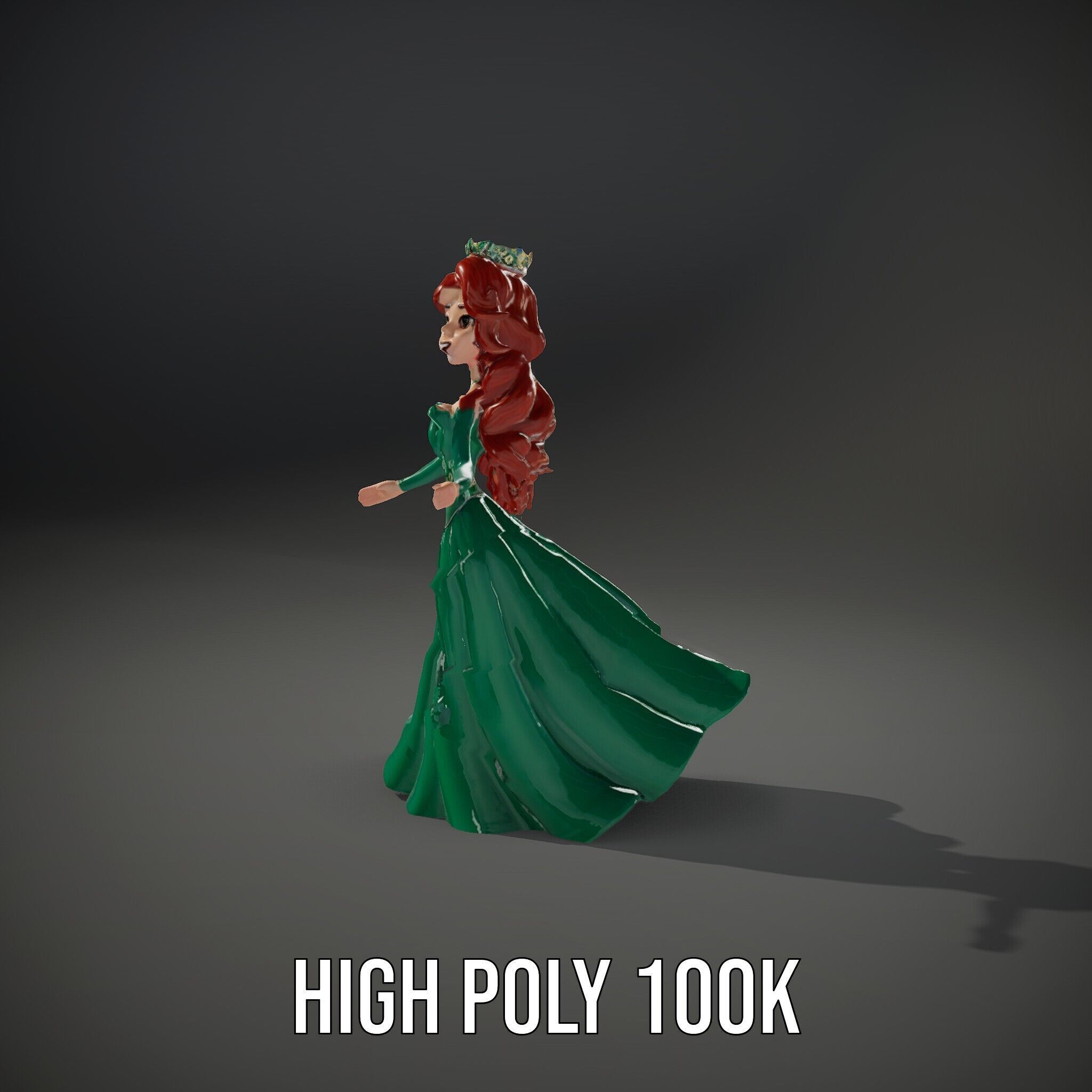 Elegant RedHaired Princess Character  Rigged and Animated Low-poly 3D model_14