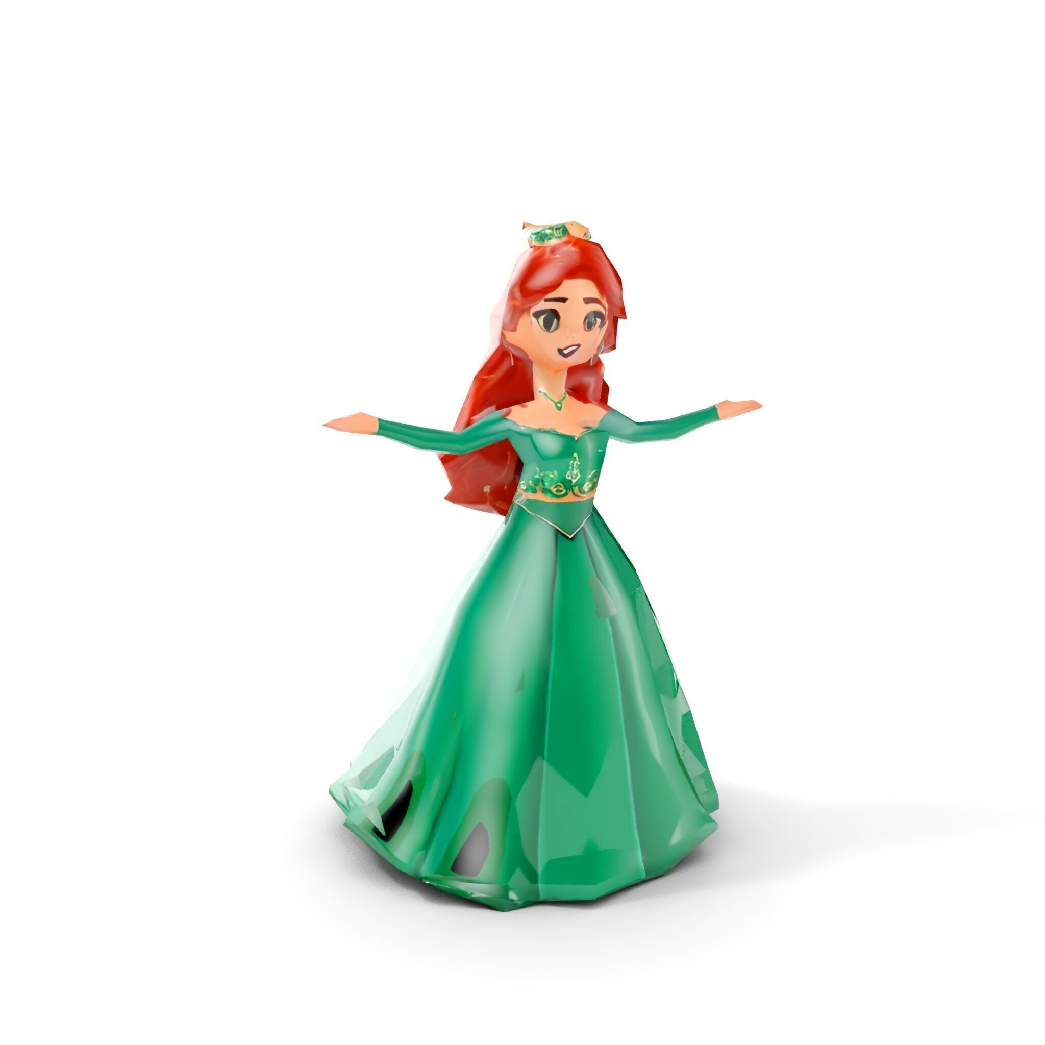 Elegant RedHaired Princess Character  Rigged and Animated Low-poly 3D model_7
