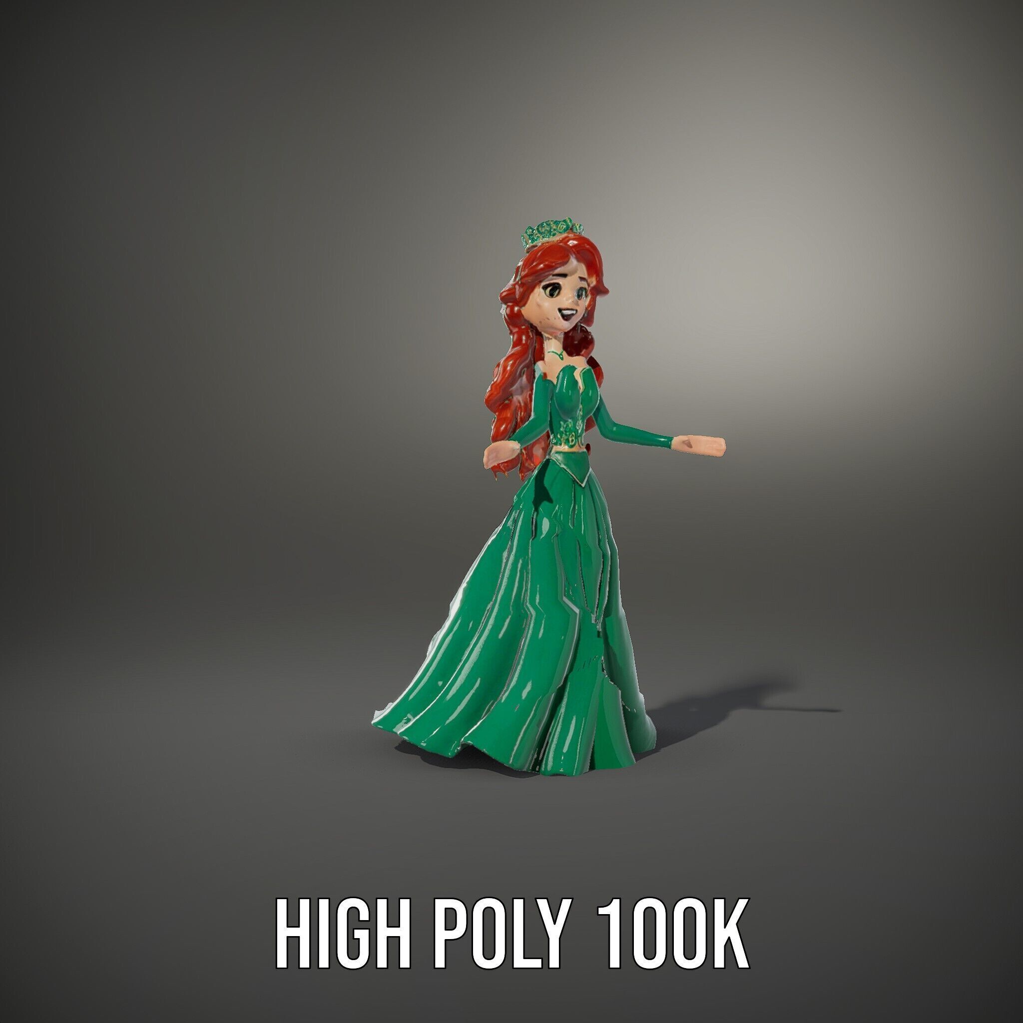 Elegant RedHaired Princess Character  Rigged and Animated Low-poly 3D model_11