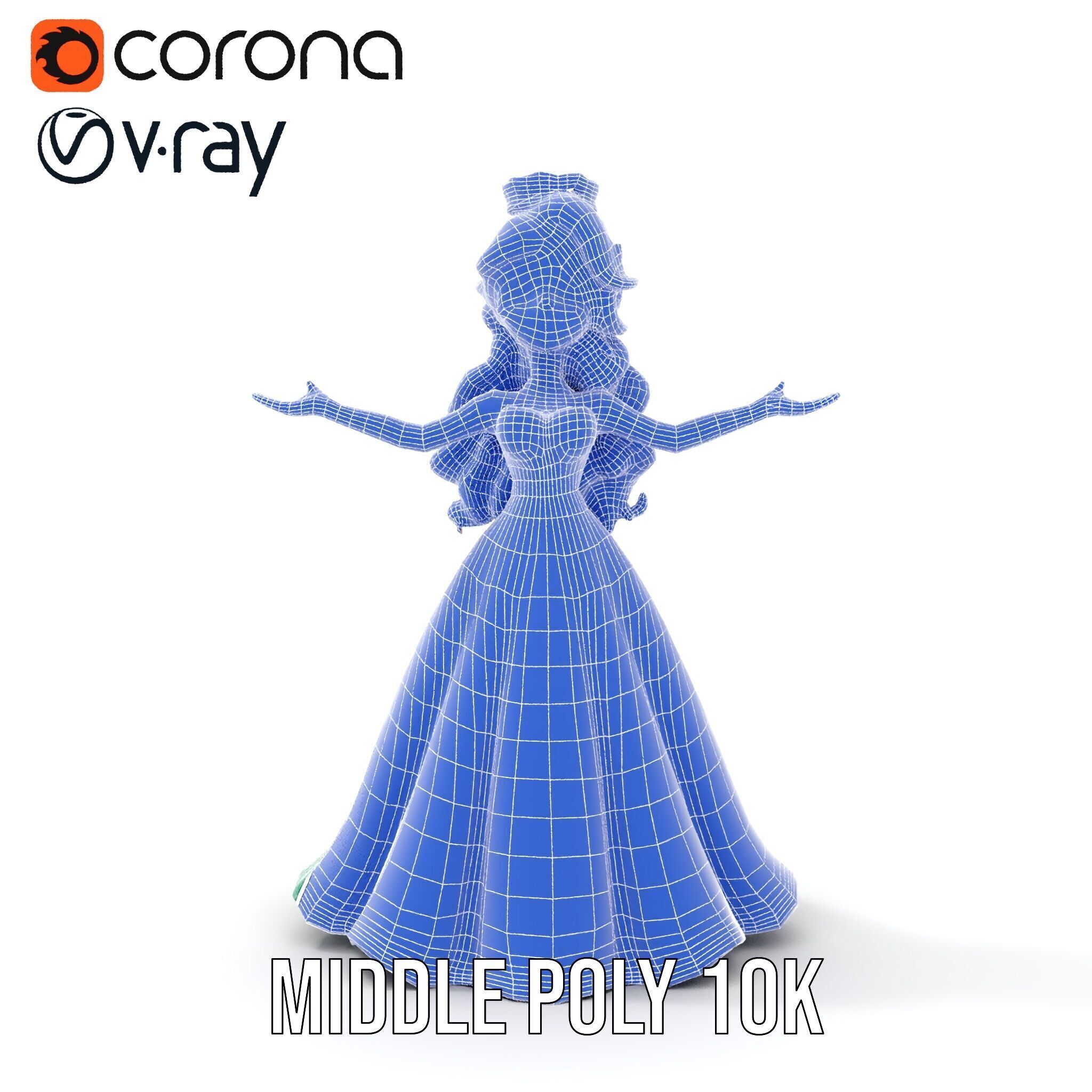 Elegant RedHaired Princess Character  Rigged and Animated Low-poly 3D model_30