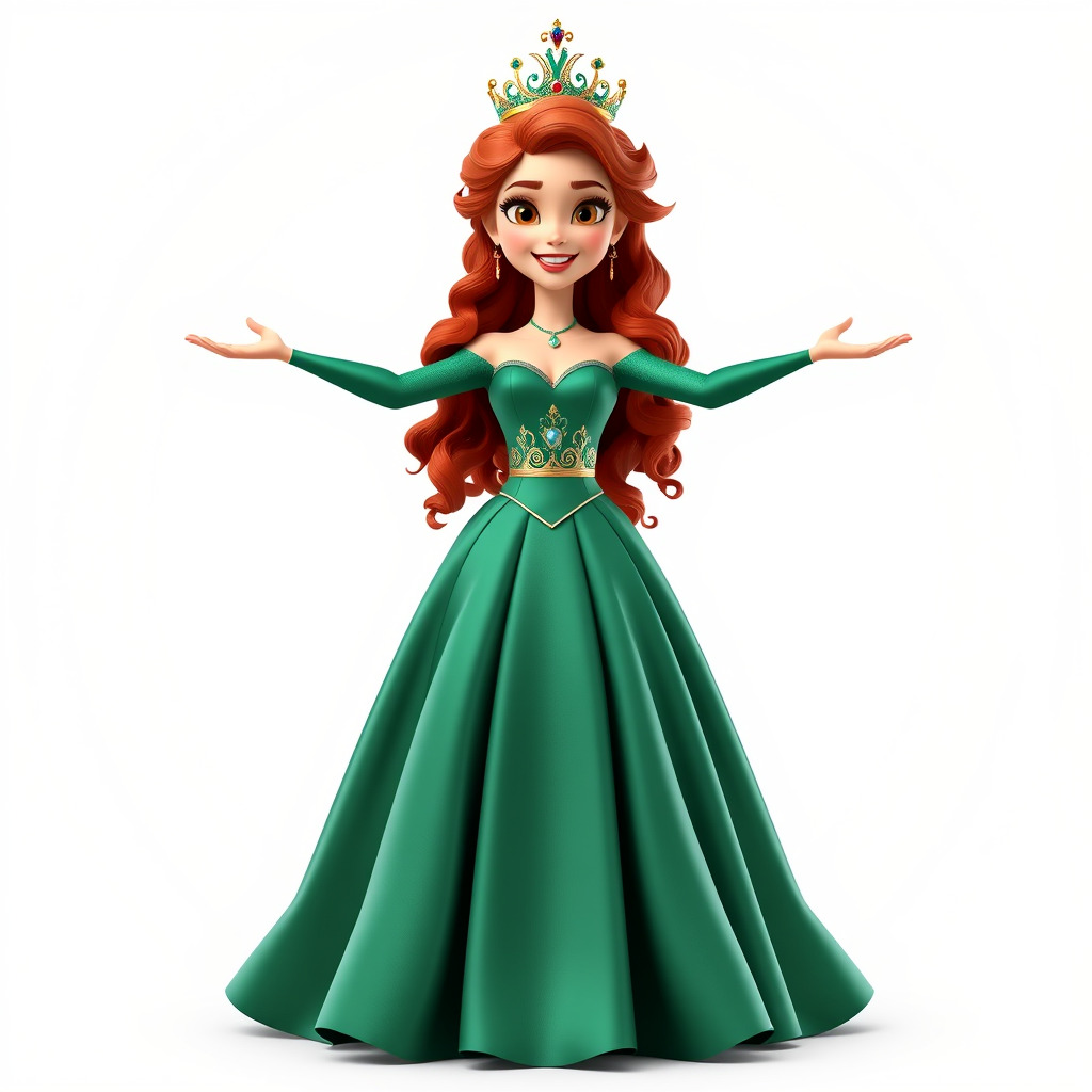 Elegant RedHaired Princess Character  Rigged and Animated Low-poly 3D model_2