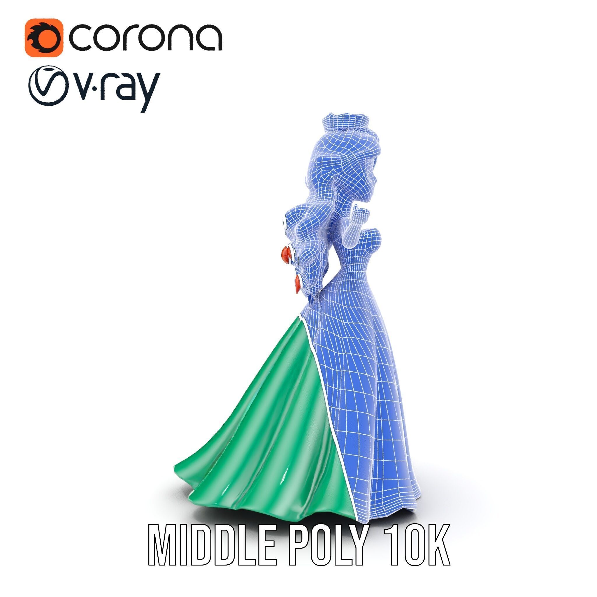 Elegant RedHaired Princess Character  Rigged and Animated Low-poly 3D model_36