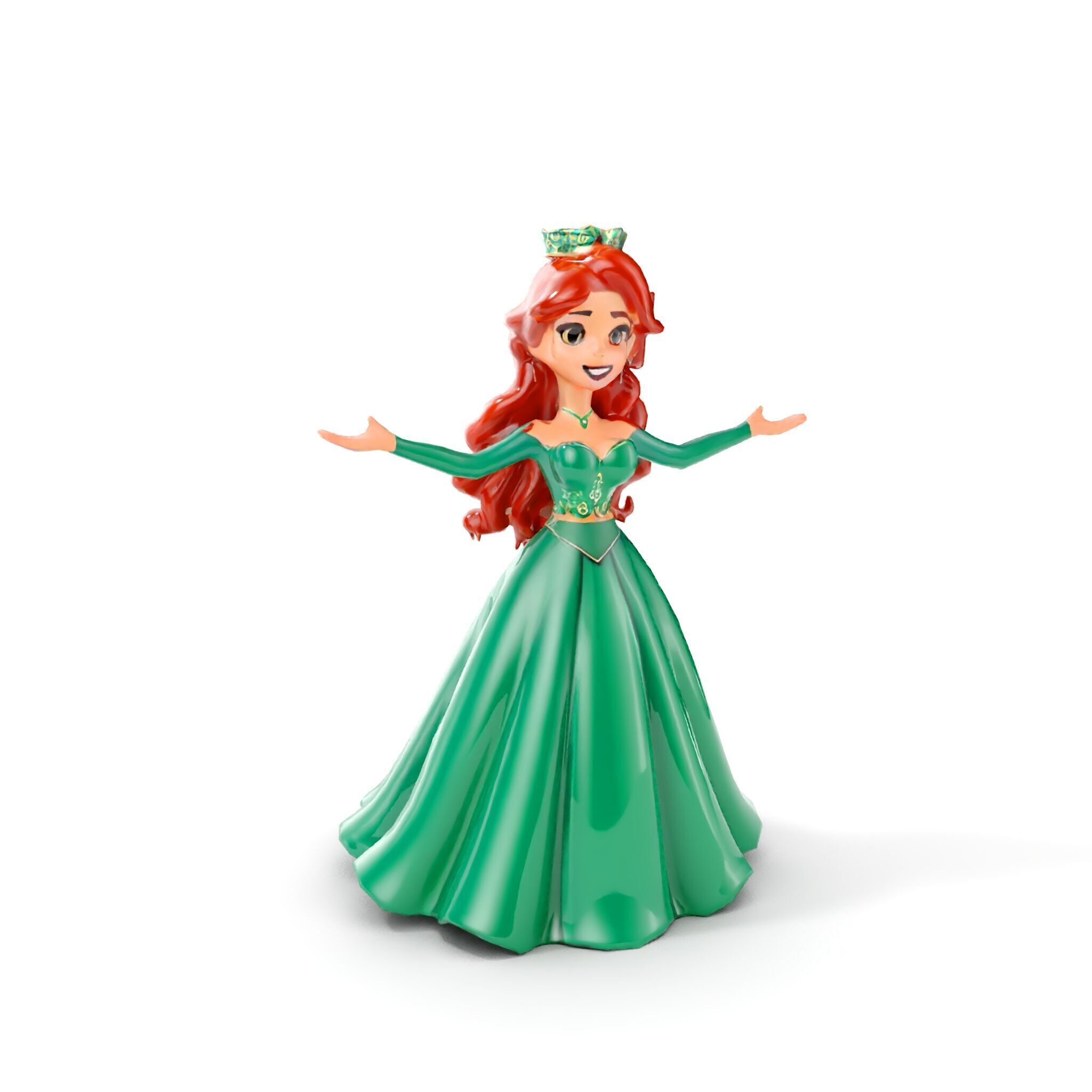 Elegant RedHaired Princess Character  Rigged and Animated Low-poly 3D model_12