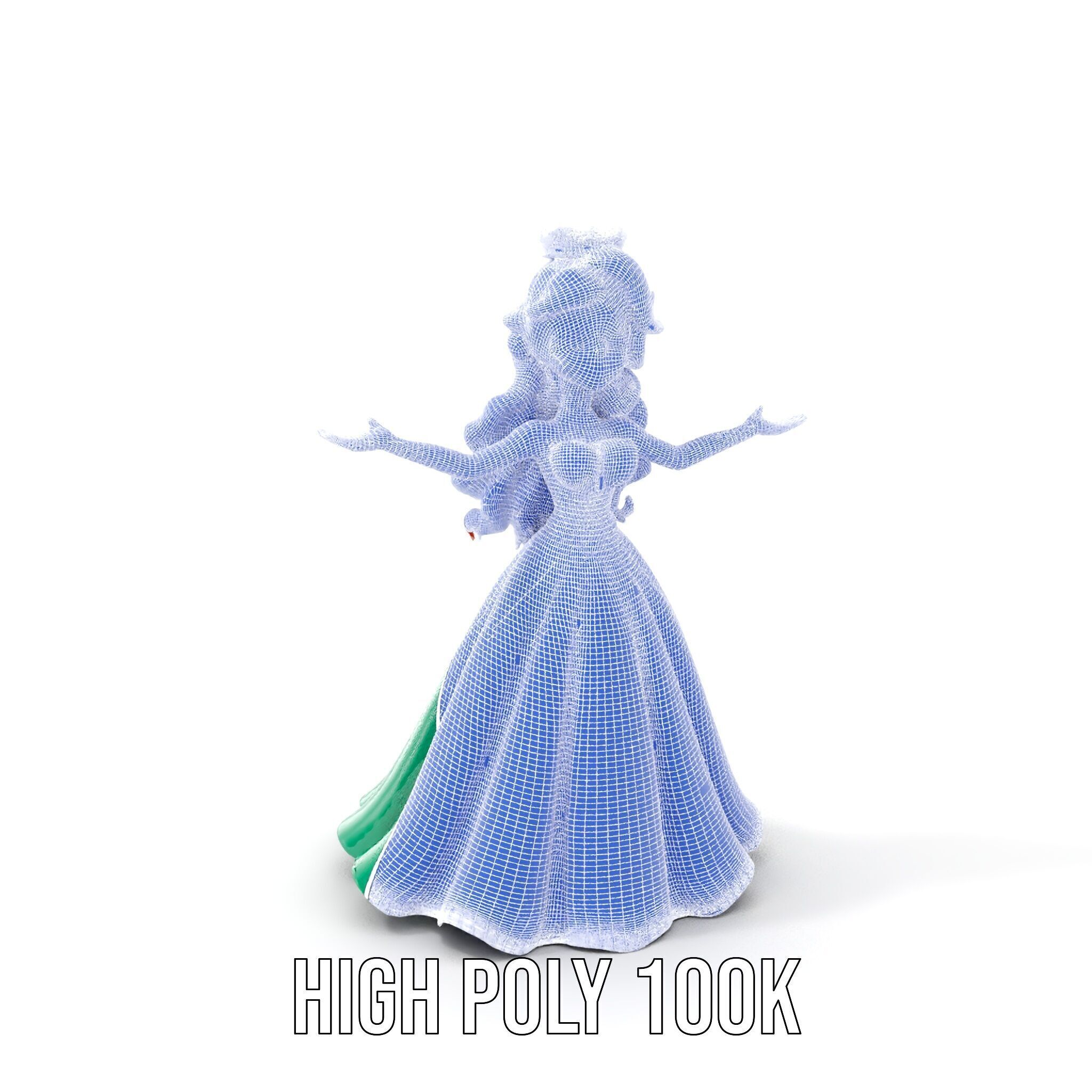 Elegant RedHaired Princess Character  Rigged and Animated Low-poly 3D model_4