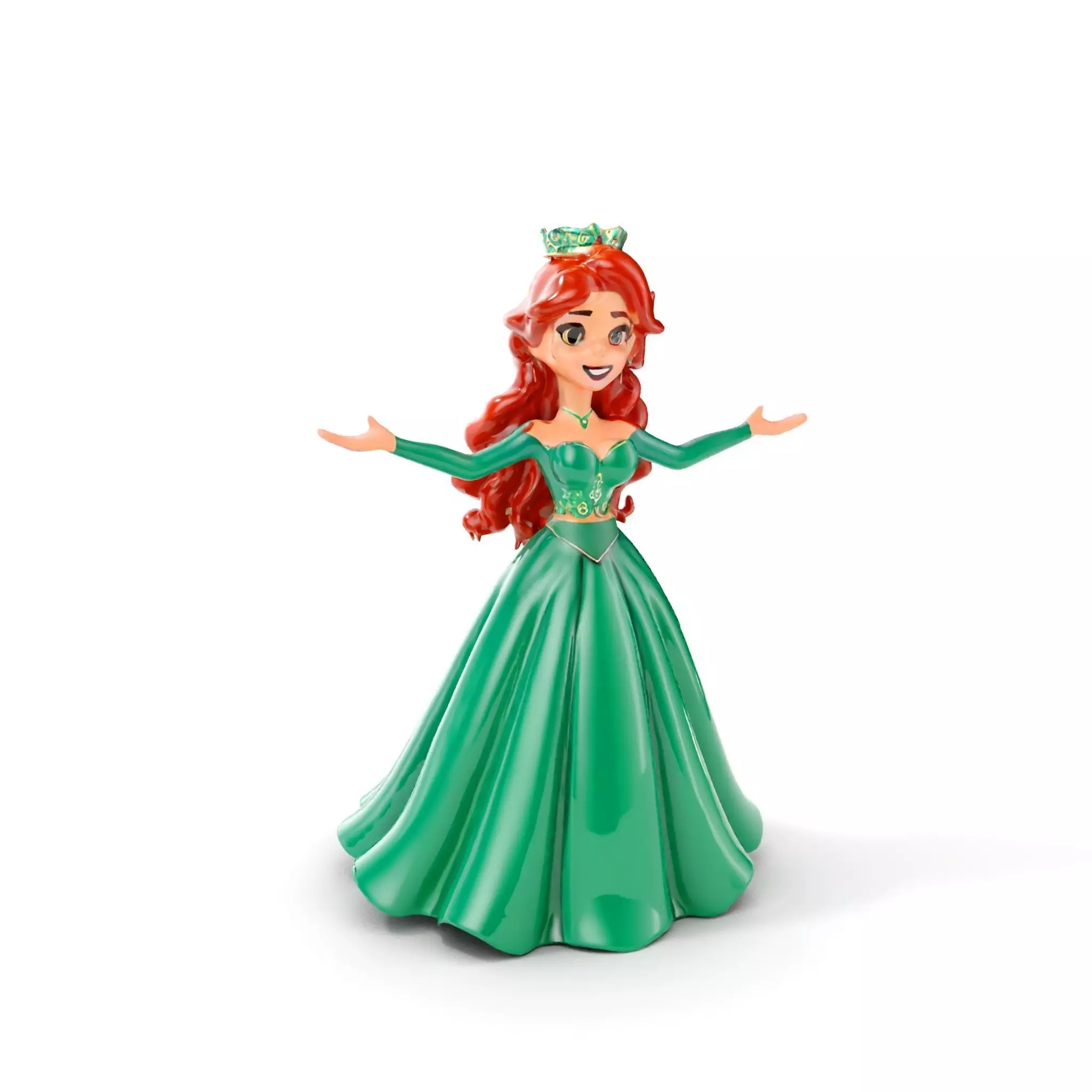 Elegant RedHaired Princess Character  Rigged and Animated Low-poly 3D model_0