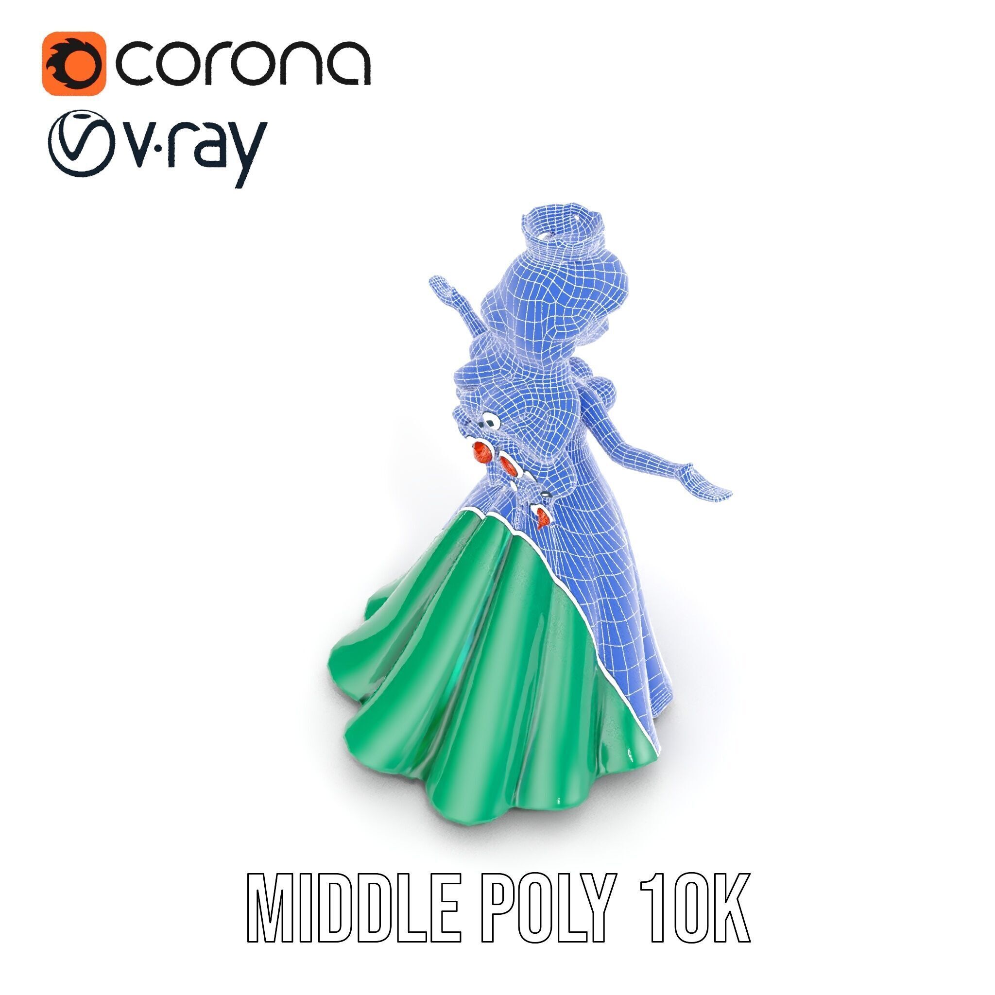 Elegant RedHaired Princess Character  Rigged and Animated Low-poly 3D model_22