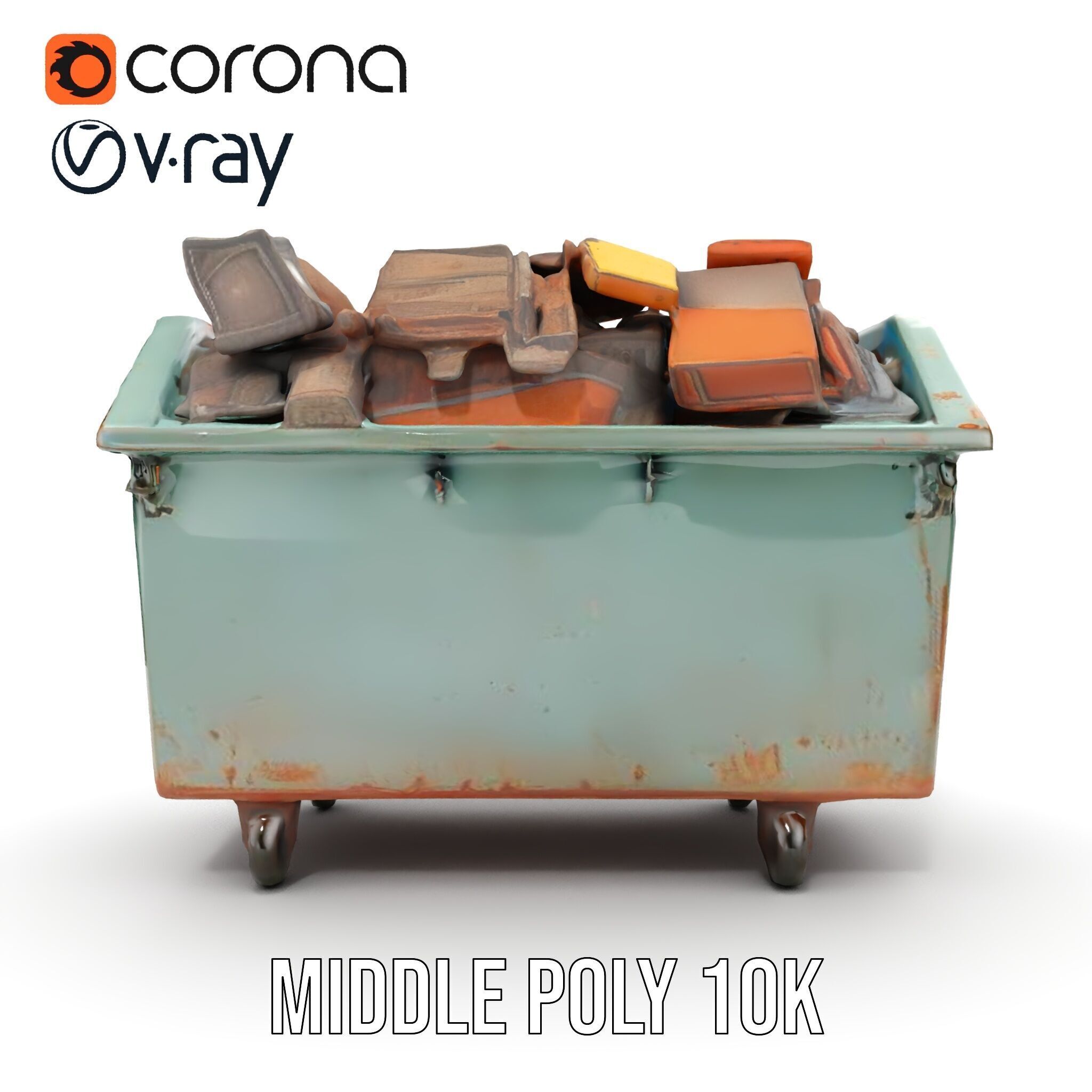 Industrial Dumpster with Debris Model Pack Low-poly 3D model_15