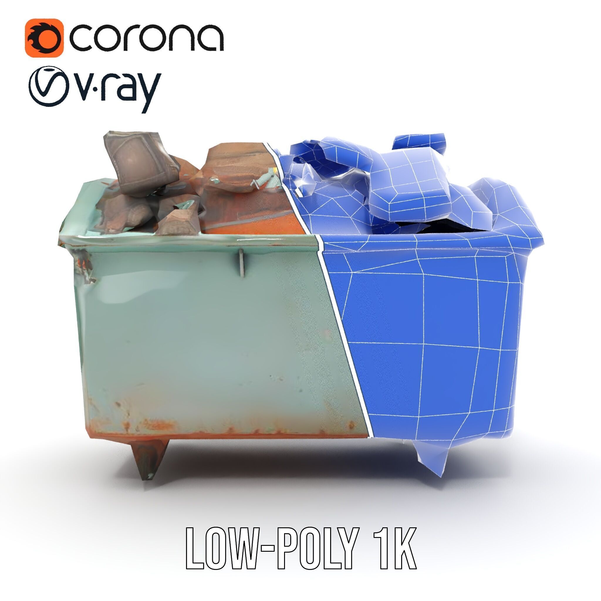 Industrial Dumpster with Debris Model Pack Low-poly 3D model_25