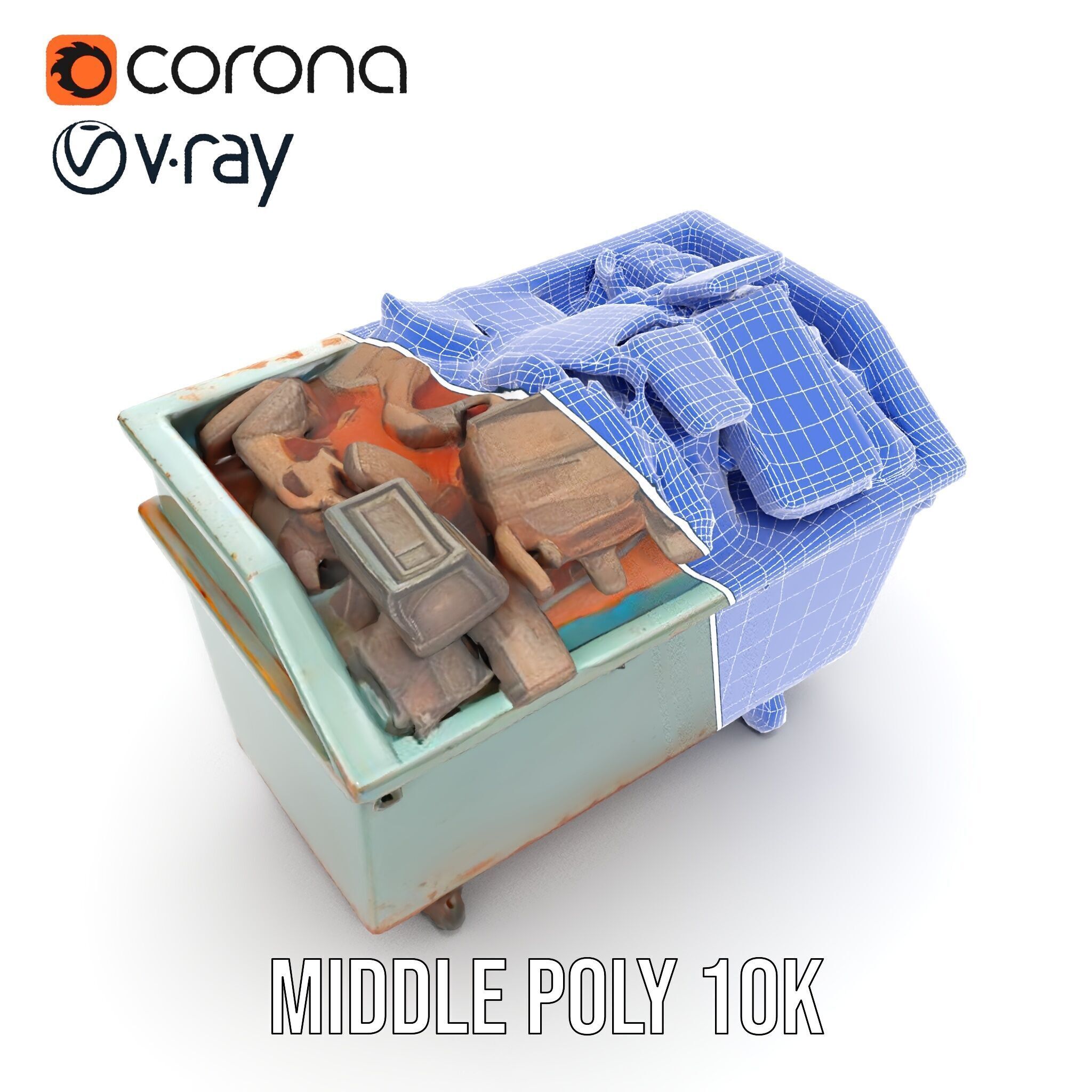 Industrial Dumpster with Debris Model Pack Low-poly 3D model_27