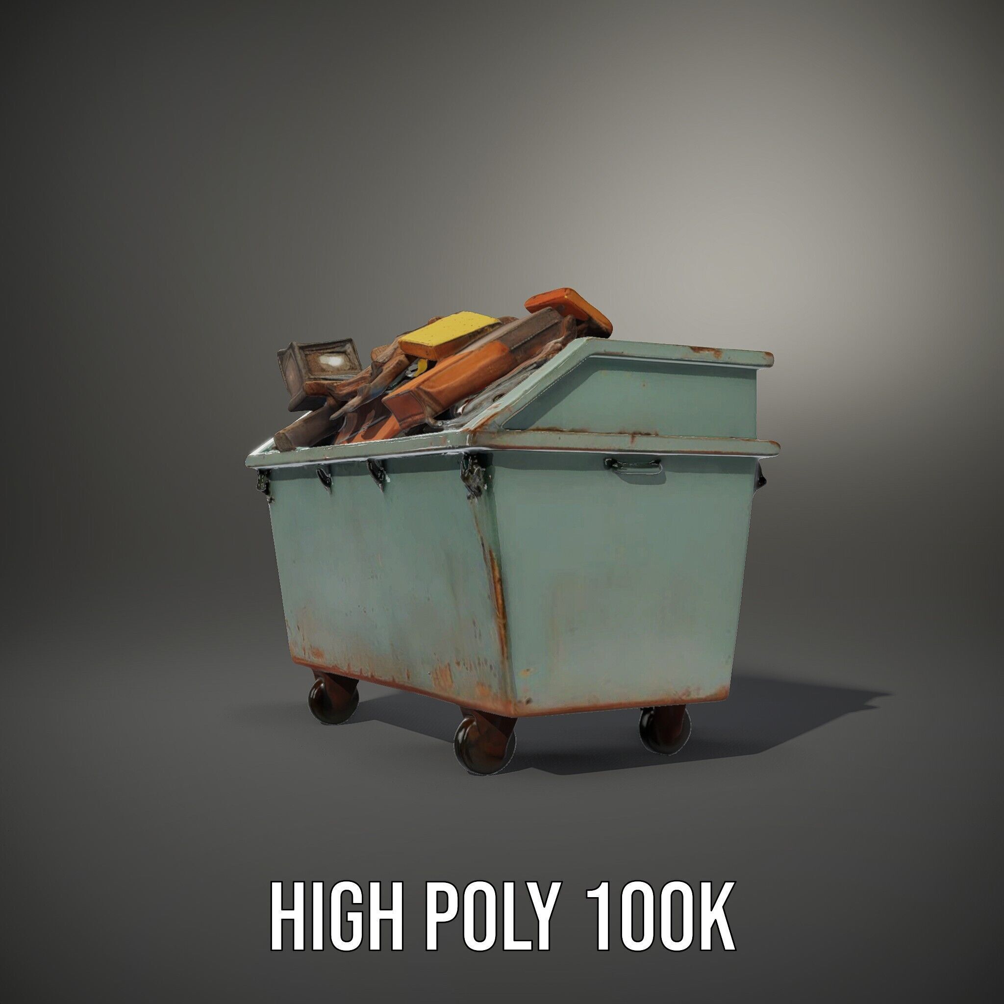 Industrial Dumpster with Debris Model Pack Low-poly 3D model_14