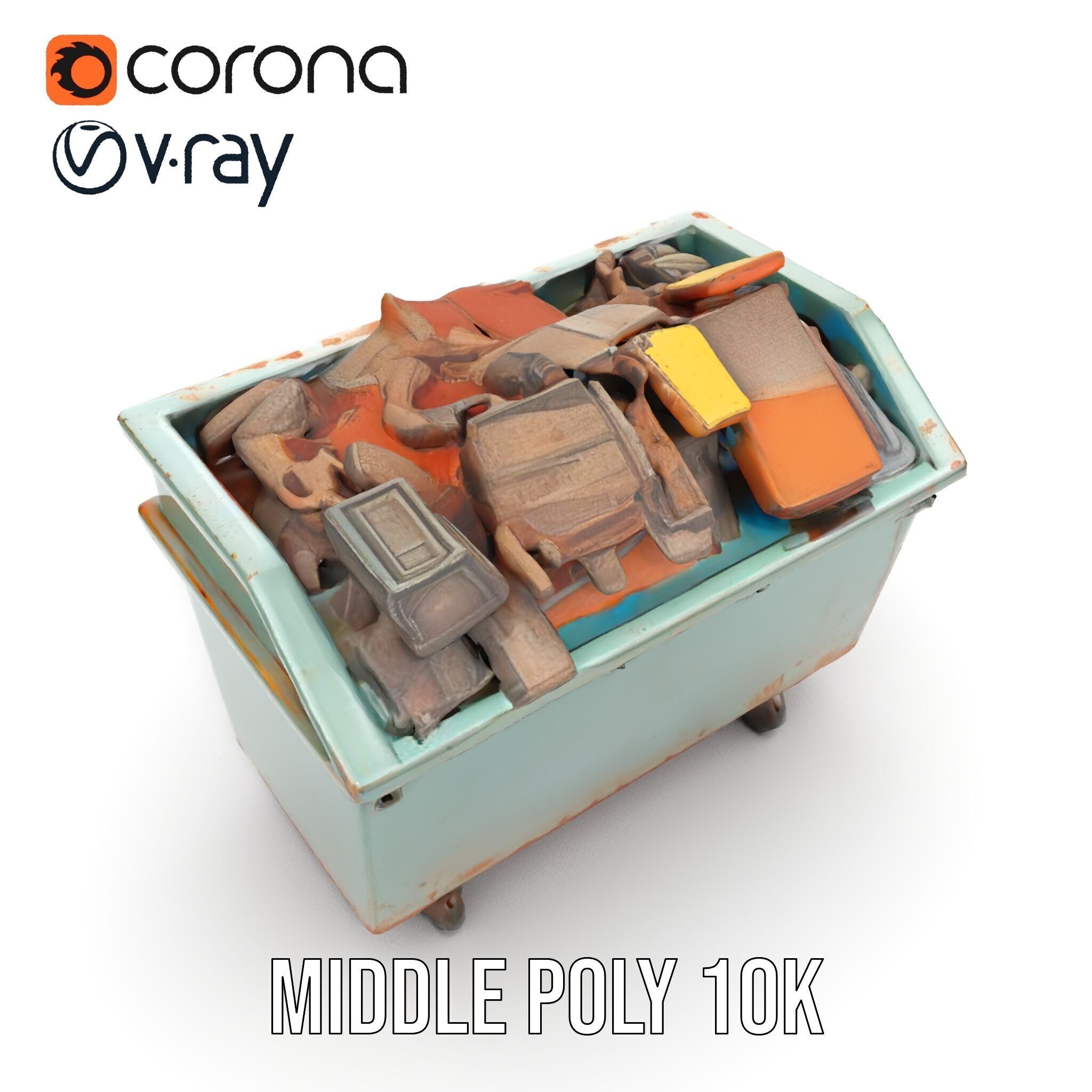 Industrial Dumpster with Debris Model Pack Low-poly 3D model_21