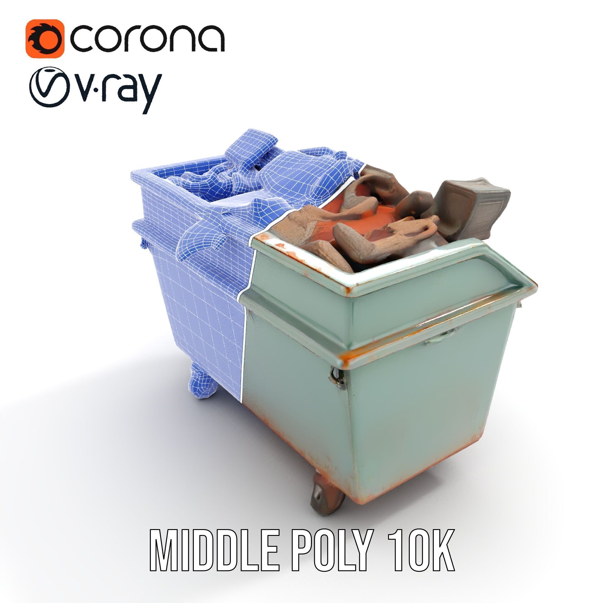 Industrial Dumpster with Debris Model Pack Low-poly 3D model_19