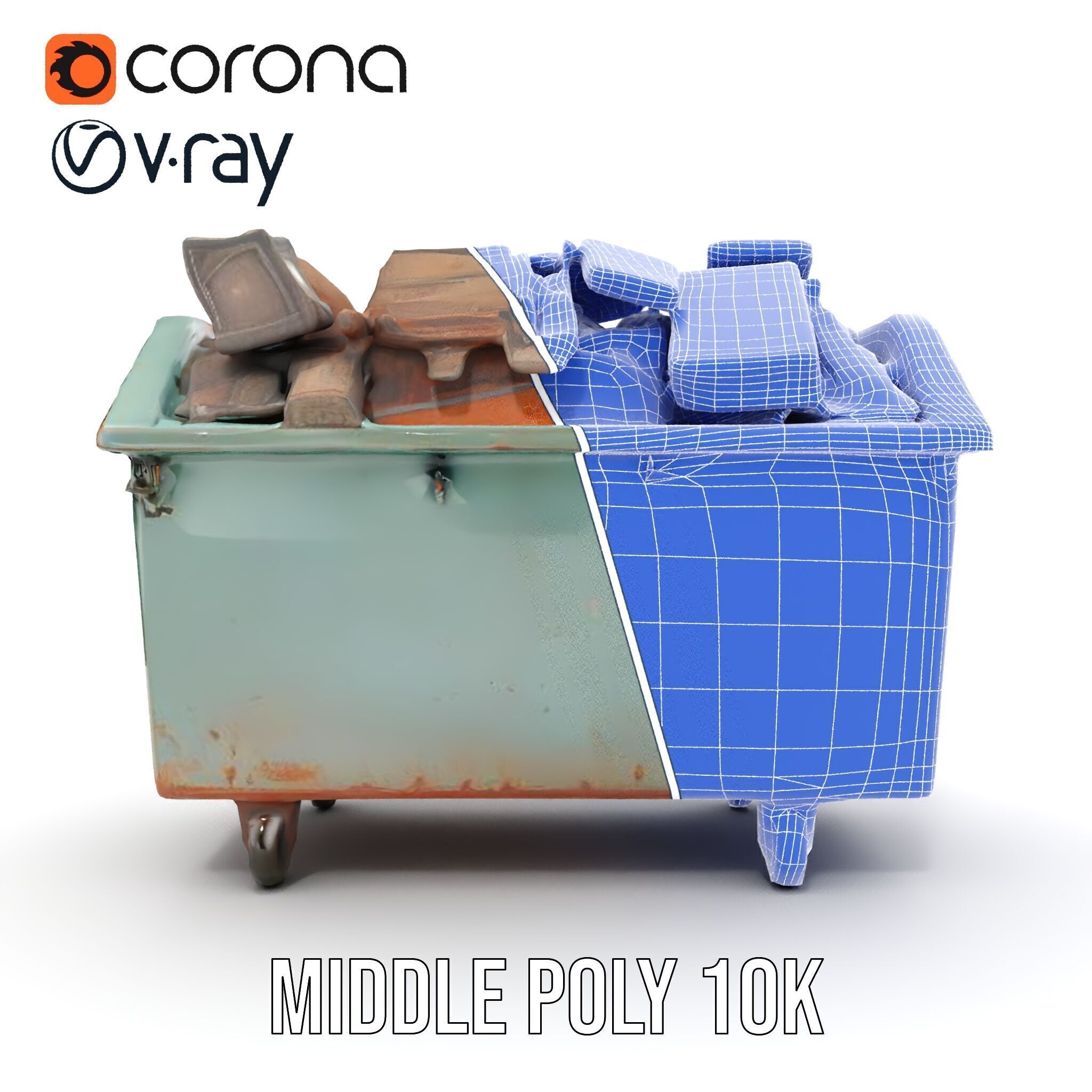 Industrial Dumpster with Debris Model Pack Low-poly 3D model_24