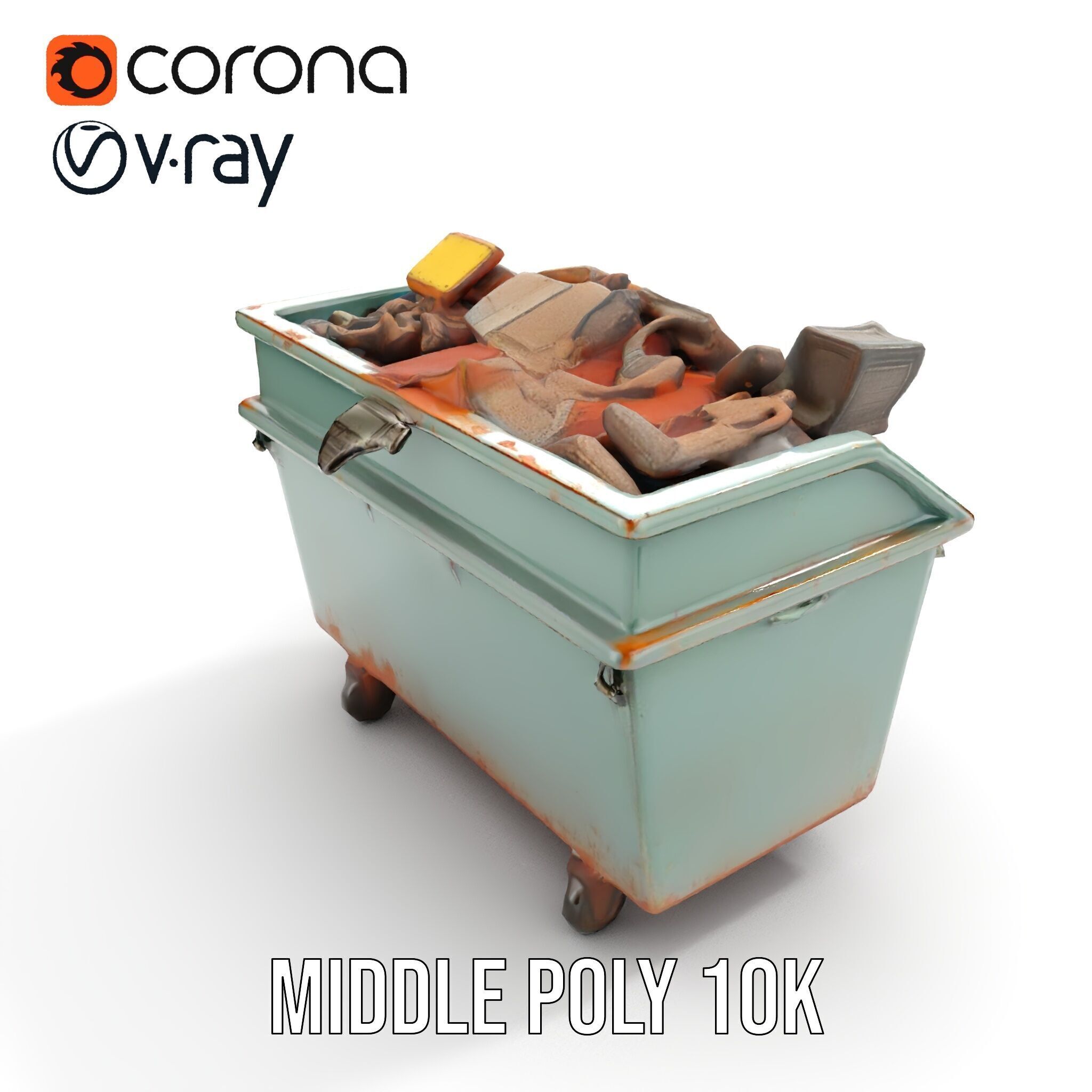 Industrial Dumpster with Debris Model Pack Low-poly 3D model_9