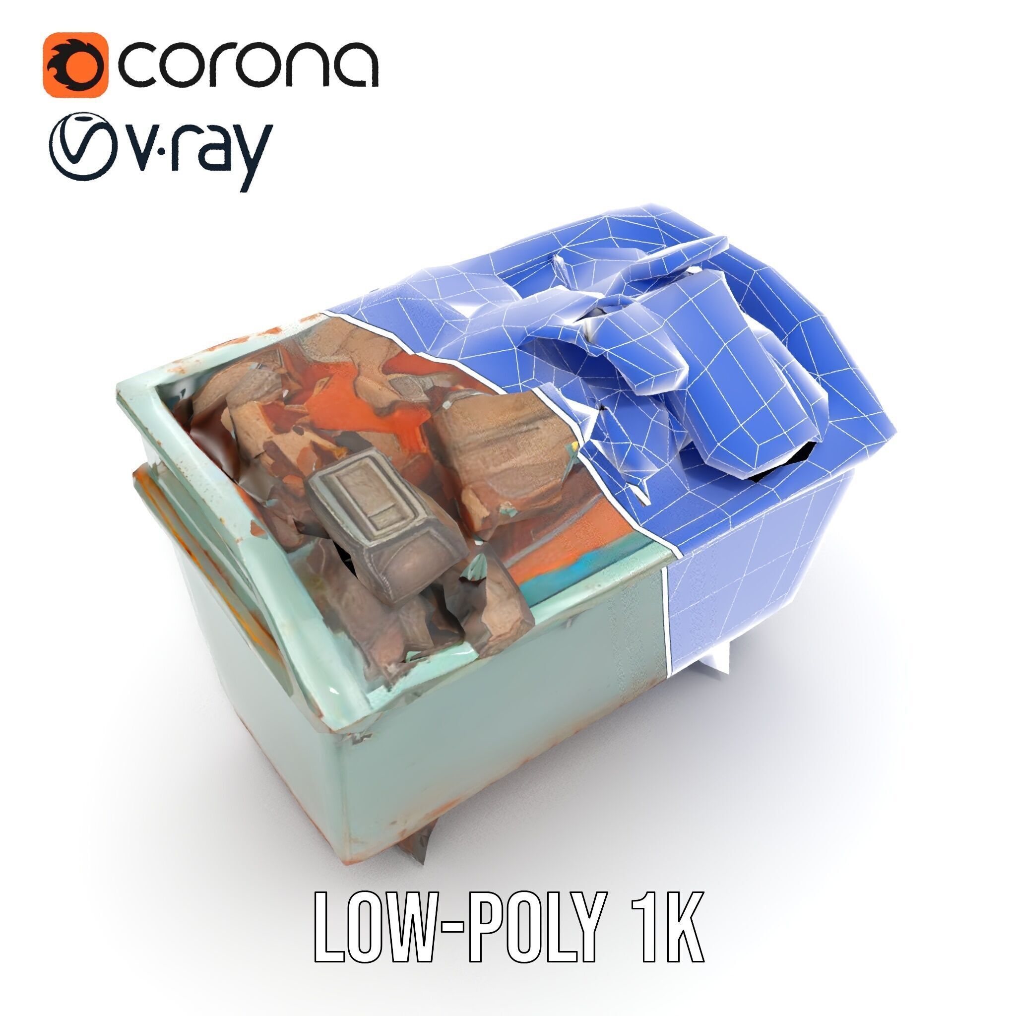 Industrial Dumpster with Debris Model Pack Low-poly 3D model_28