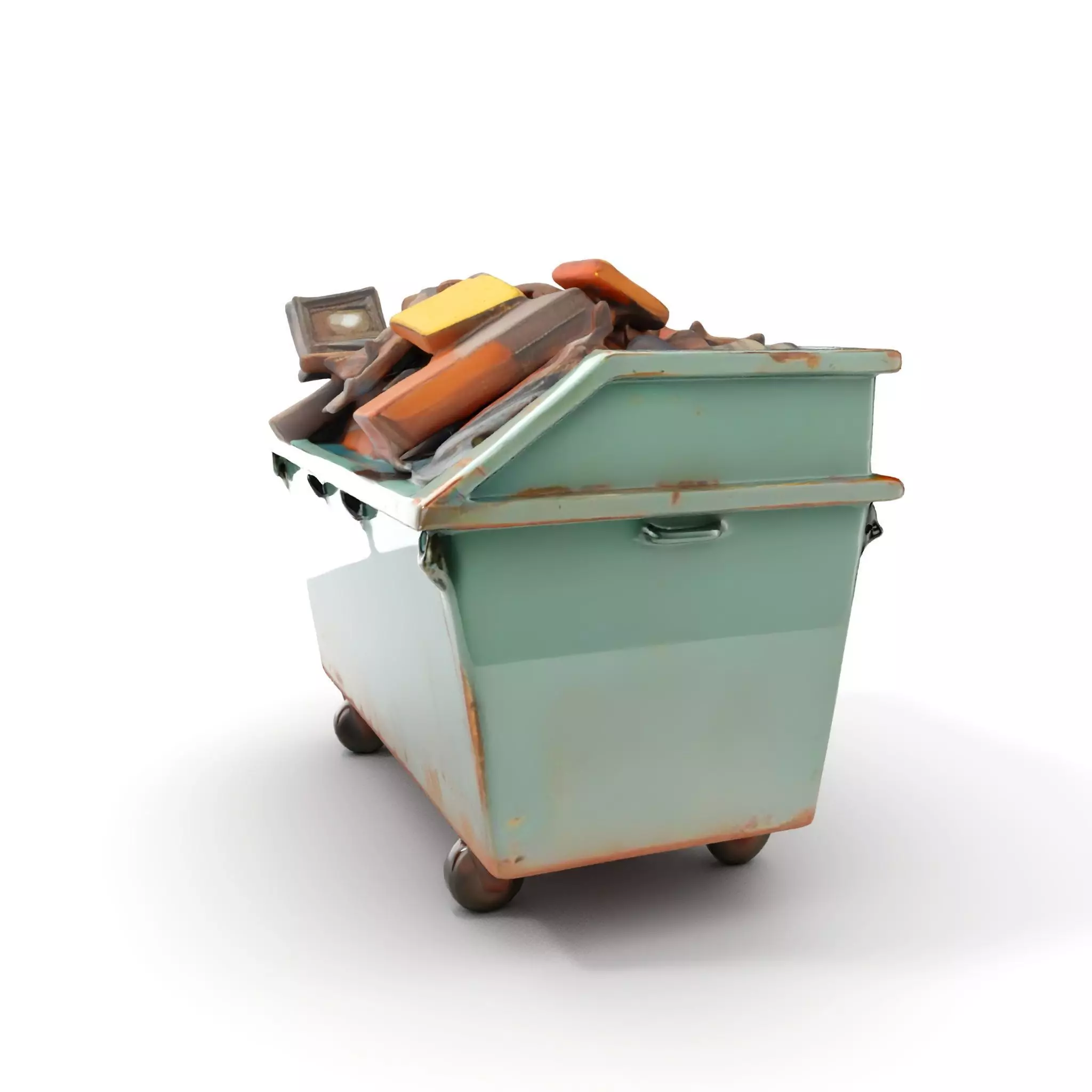 Industrial Dumpster with Debris Model Pack Low-poly 3D model_0