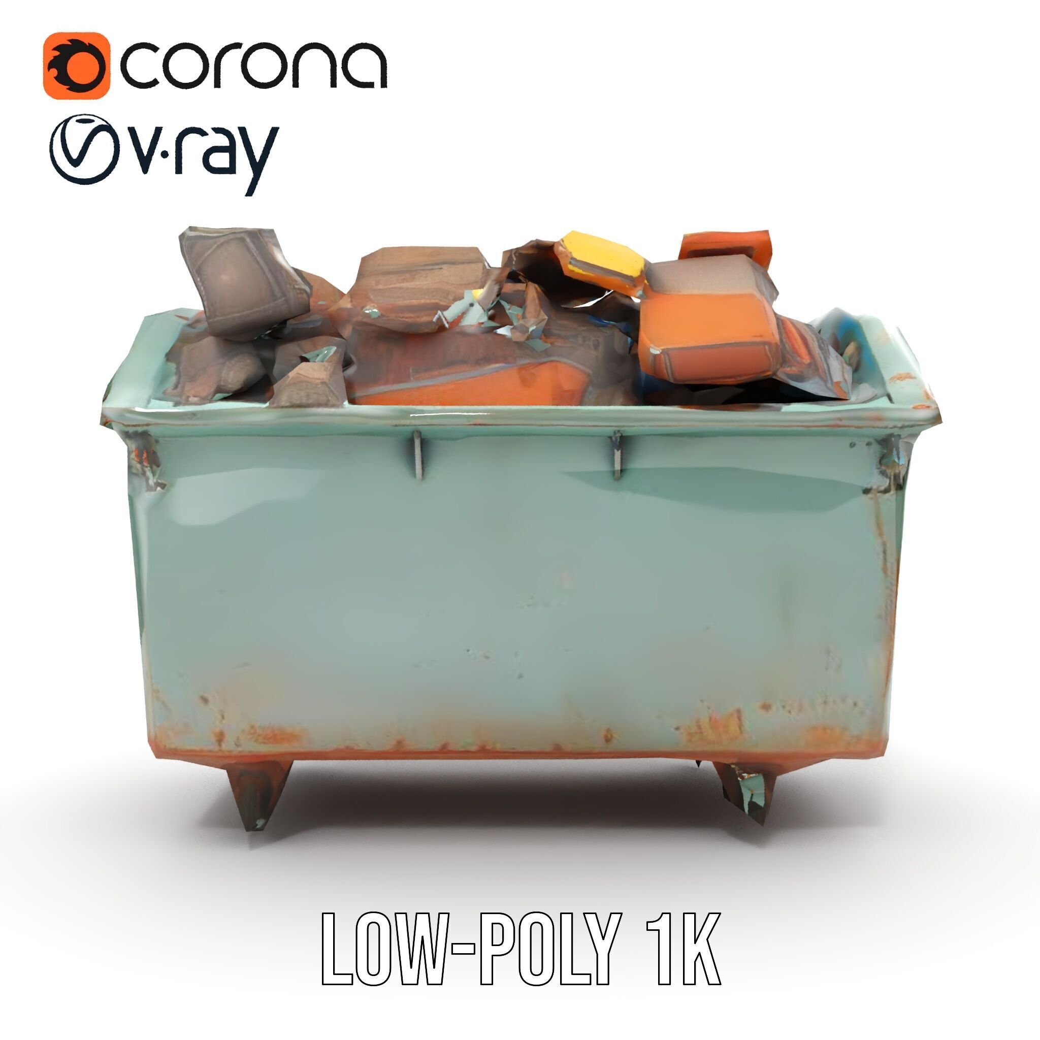 Industrial Dumpster with Debris Model Pack Low-poly 3D model_20