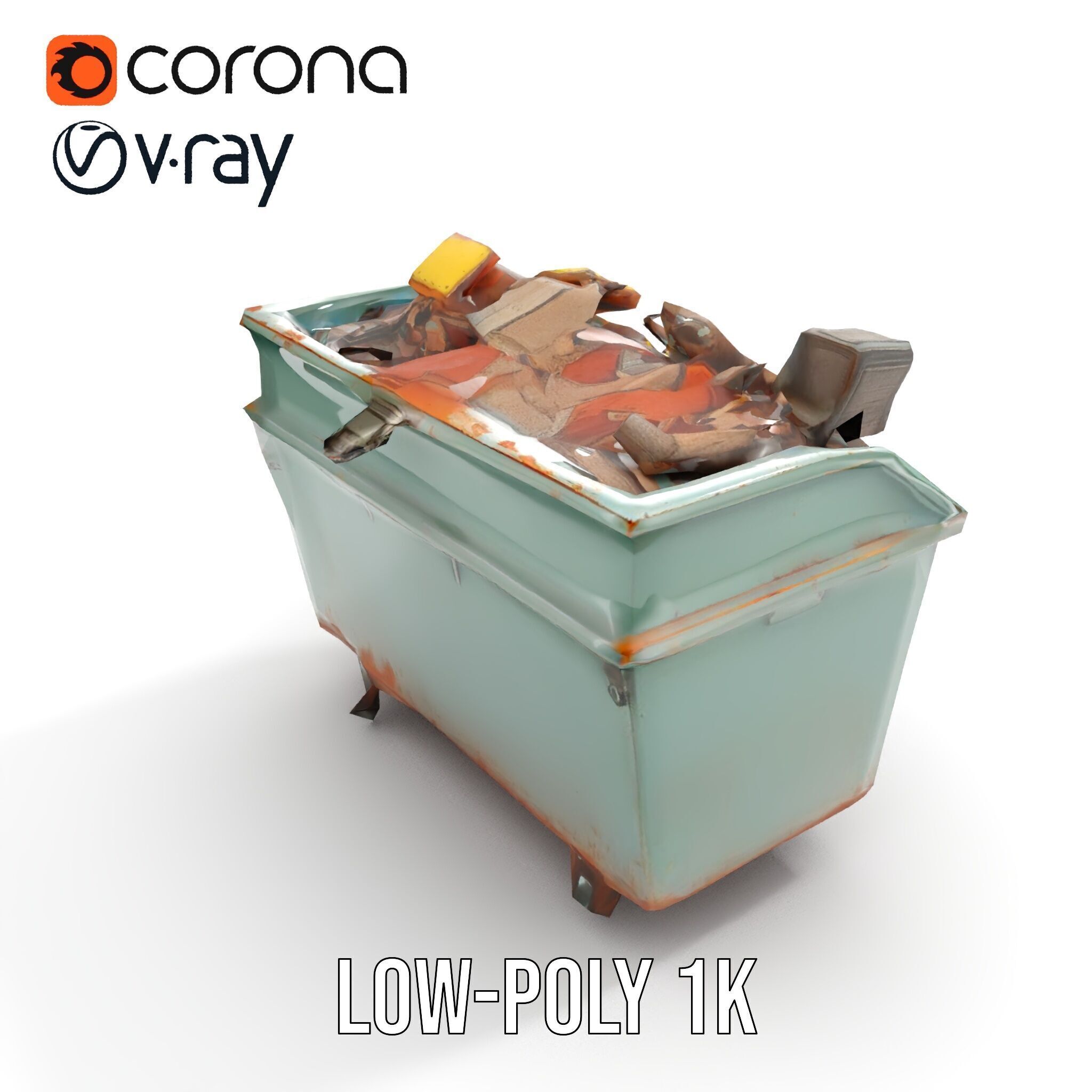 Industrial Dumpster with Debris Model Pack Low-poly 3D model_18