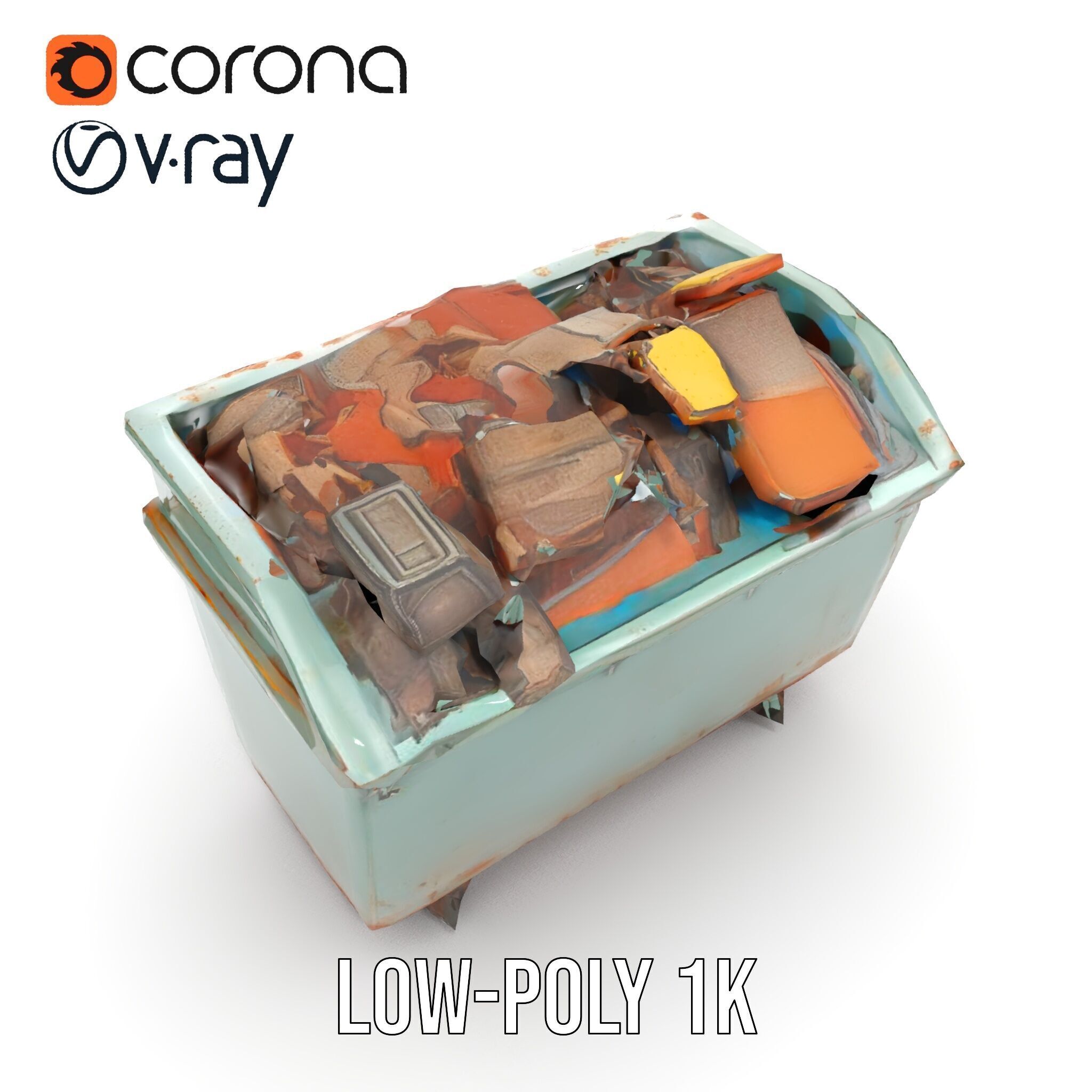 Industrial Dumpster with Debris Model Pack Low-poly 3D model_7