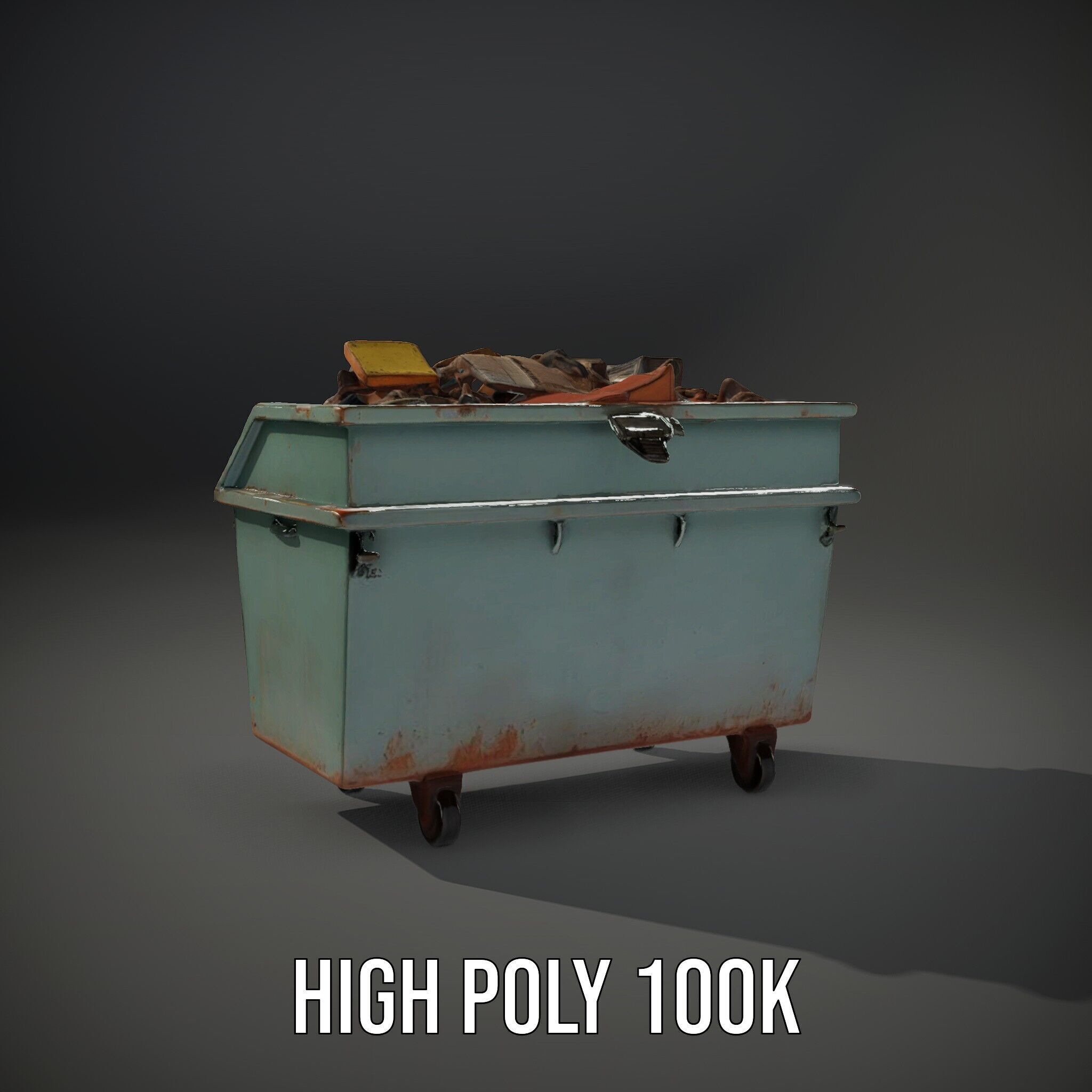 Industrial Dumpster with Debris Model Pack Low-poly 3D model_8