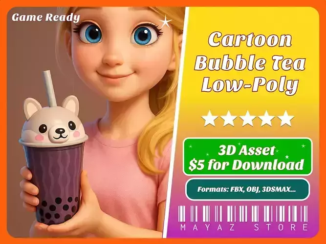 Low-Poly Wolf Bubble Tea