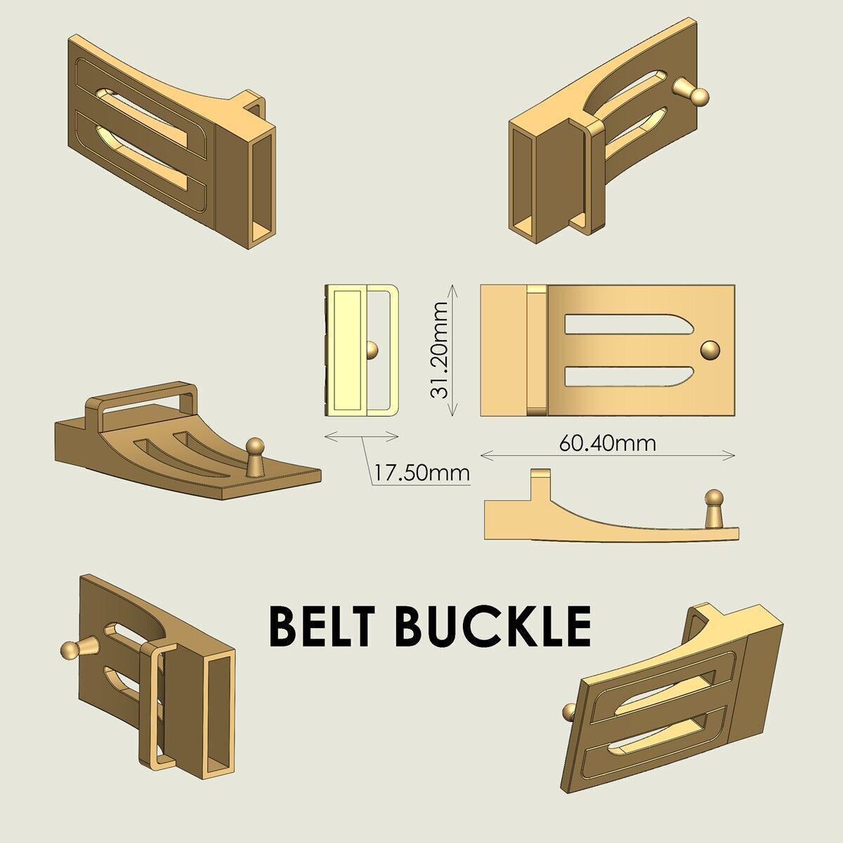 Belt Buckle 3D print model_4
