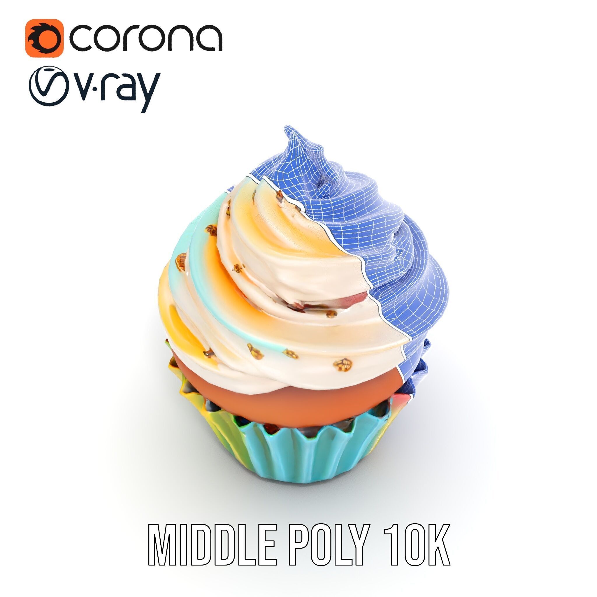 Colorful Cupcake with Star Topper Model Pack Low-poly 3D model_28