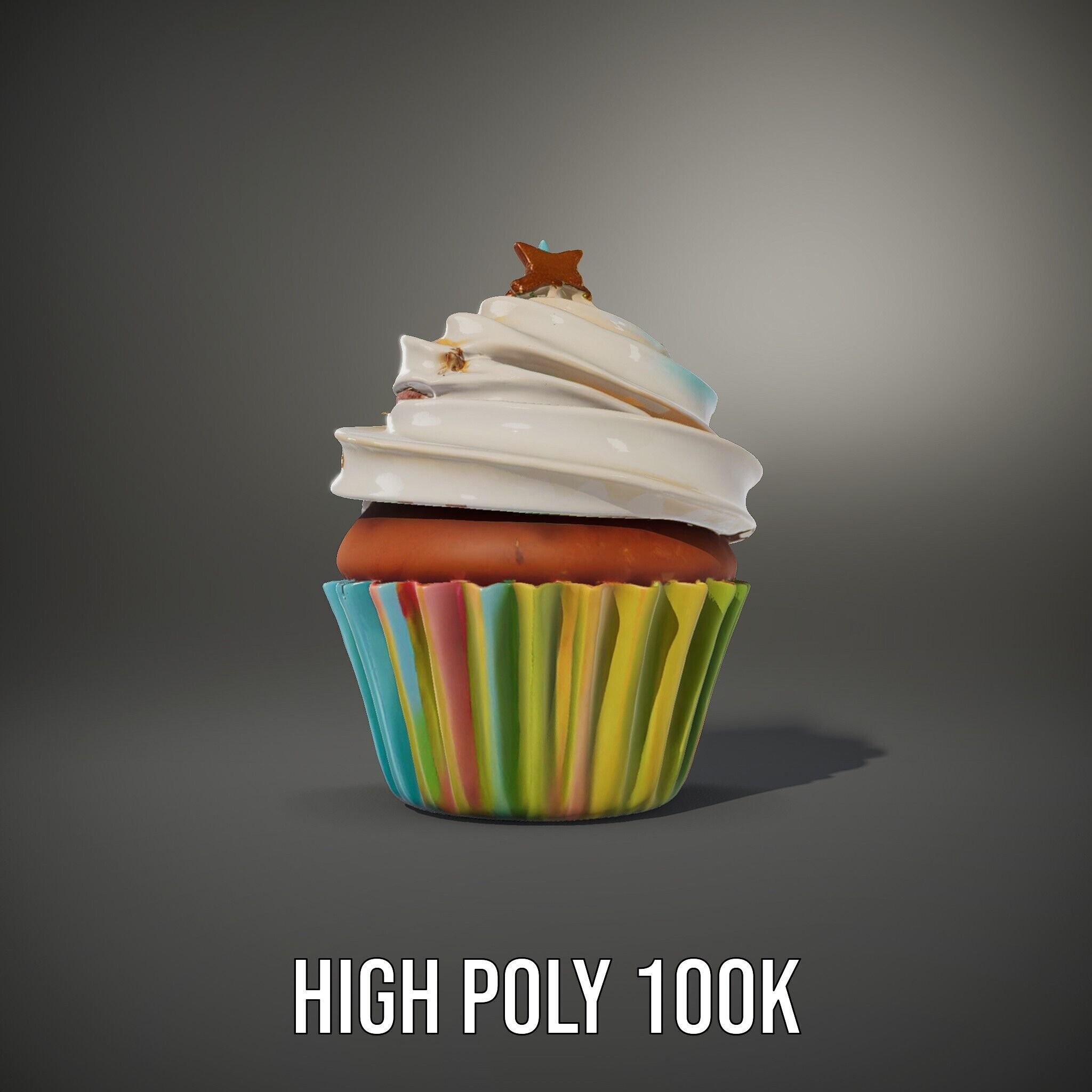 Colorful Cupcake with Star Topper Model Pack Low-poly 3D model_8