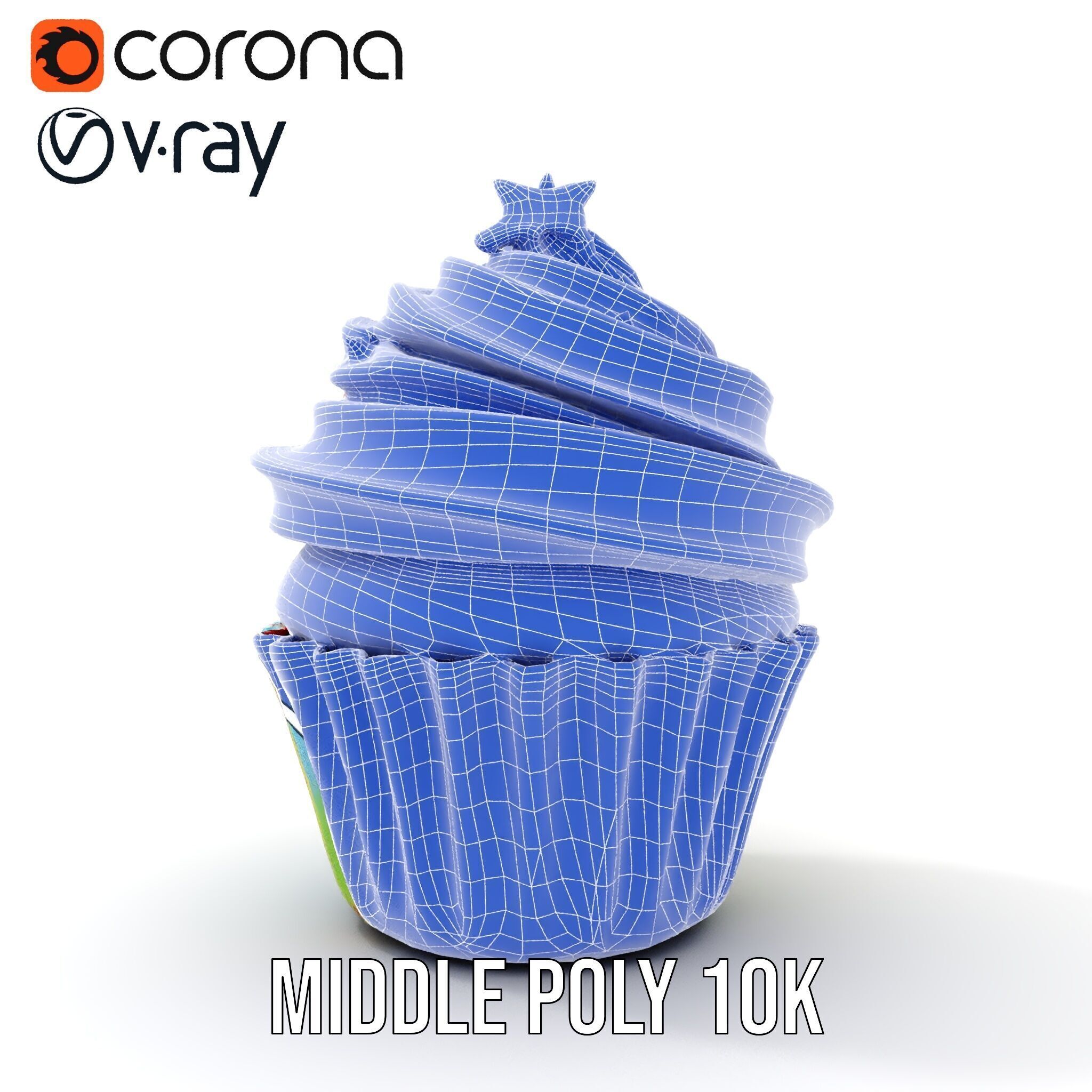 Colorful Cupcake with Star Topper Model Pack Low-poly 3D model_31