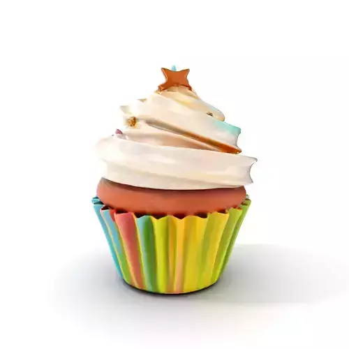 Colorful Cupcake with Star Topper Model Pack Low-poly 3D model