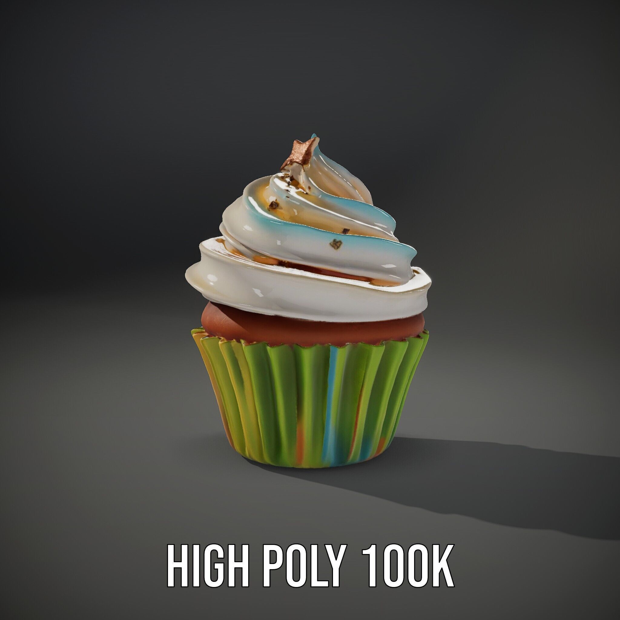 Colorful Cupcake with Star Topper Model Pack Low-poly 3D model_14