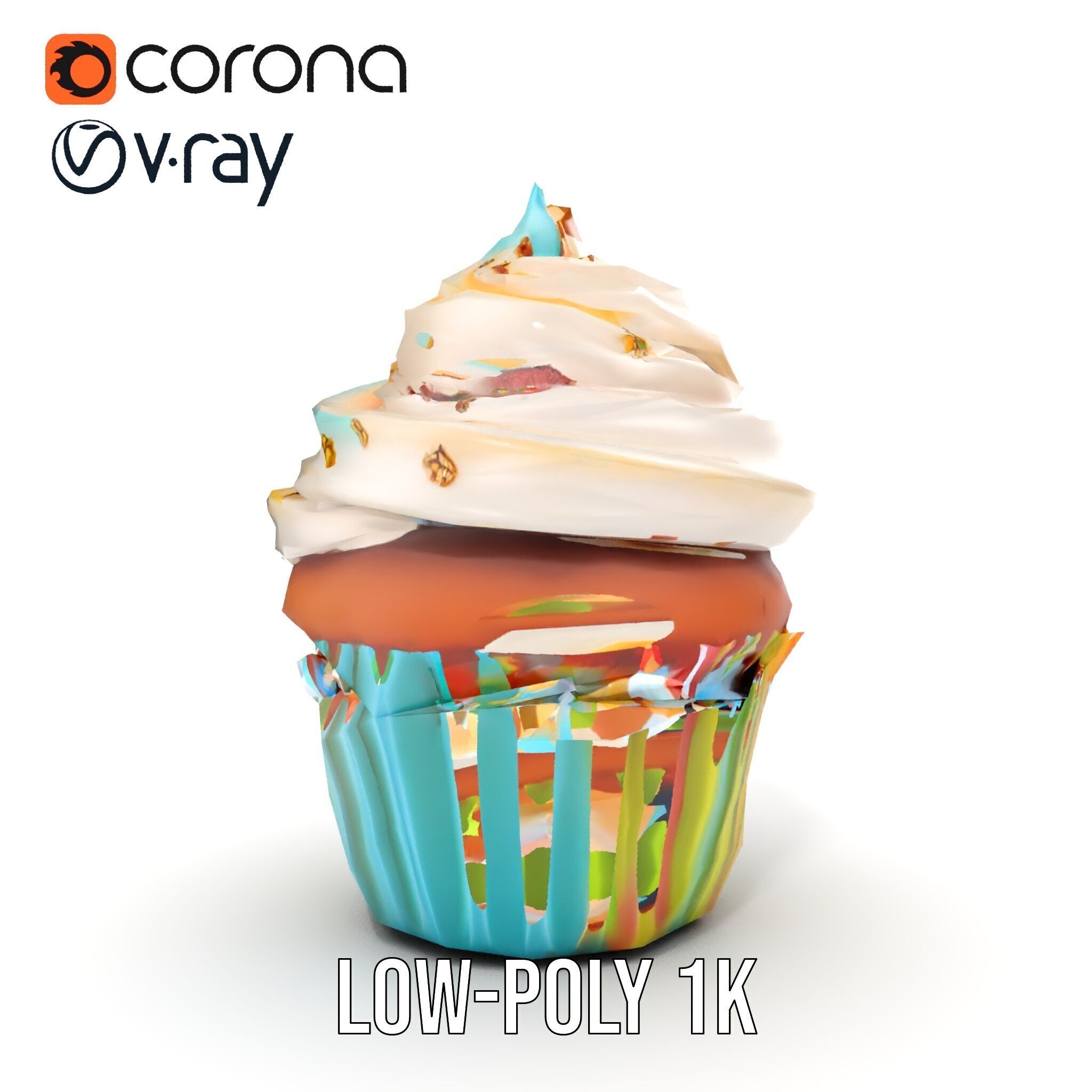 Colorful Cupcake with Star Topper Model Pack Low-poly 3D model_7