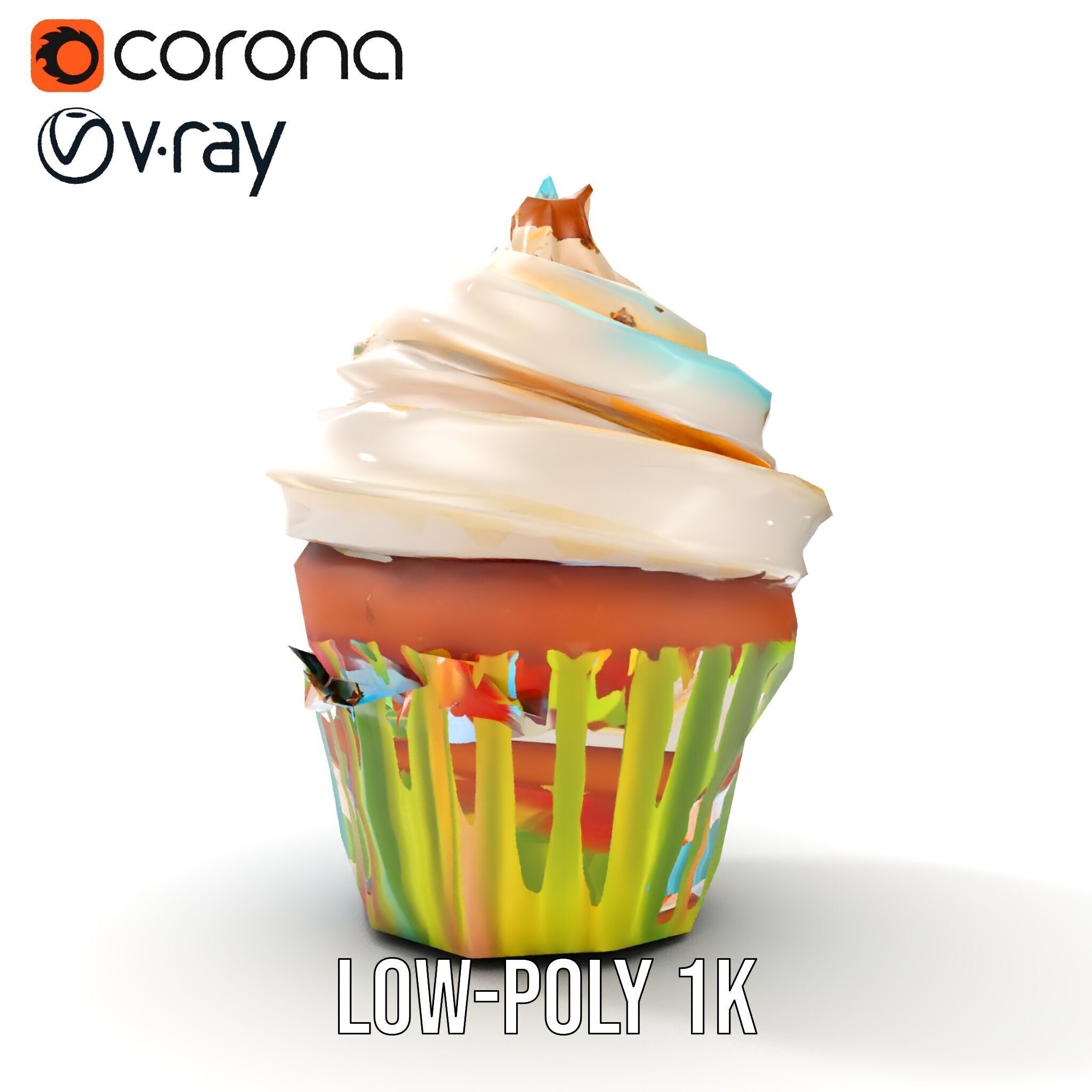 Colorful Cupcake with Star Topper Model Pack Low-poly 3D model_13