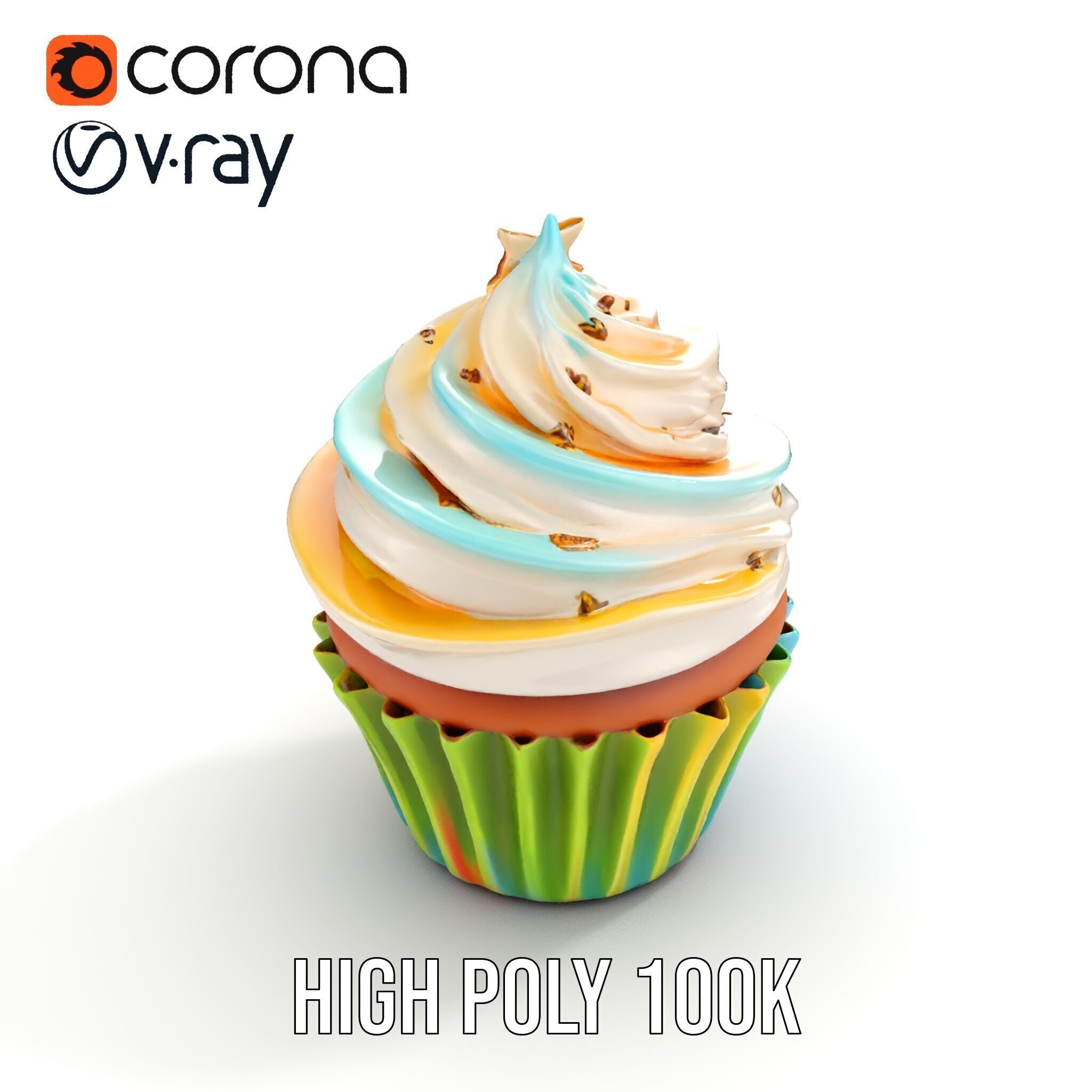 Colorful Cupcake with Star Topper Model Pack Low-poly 3D model_21