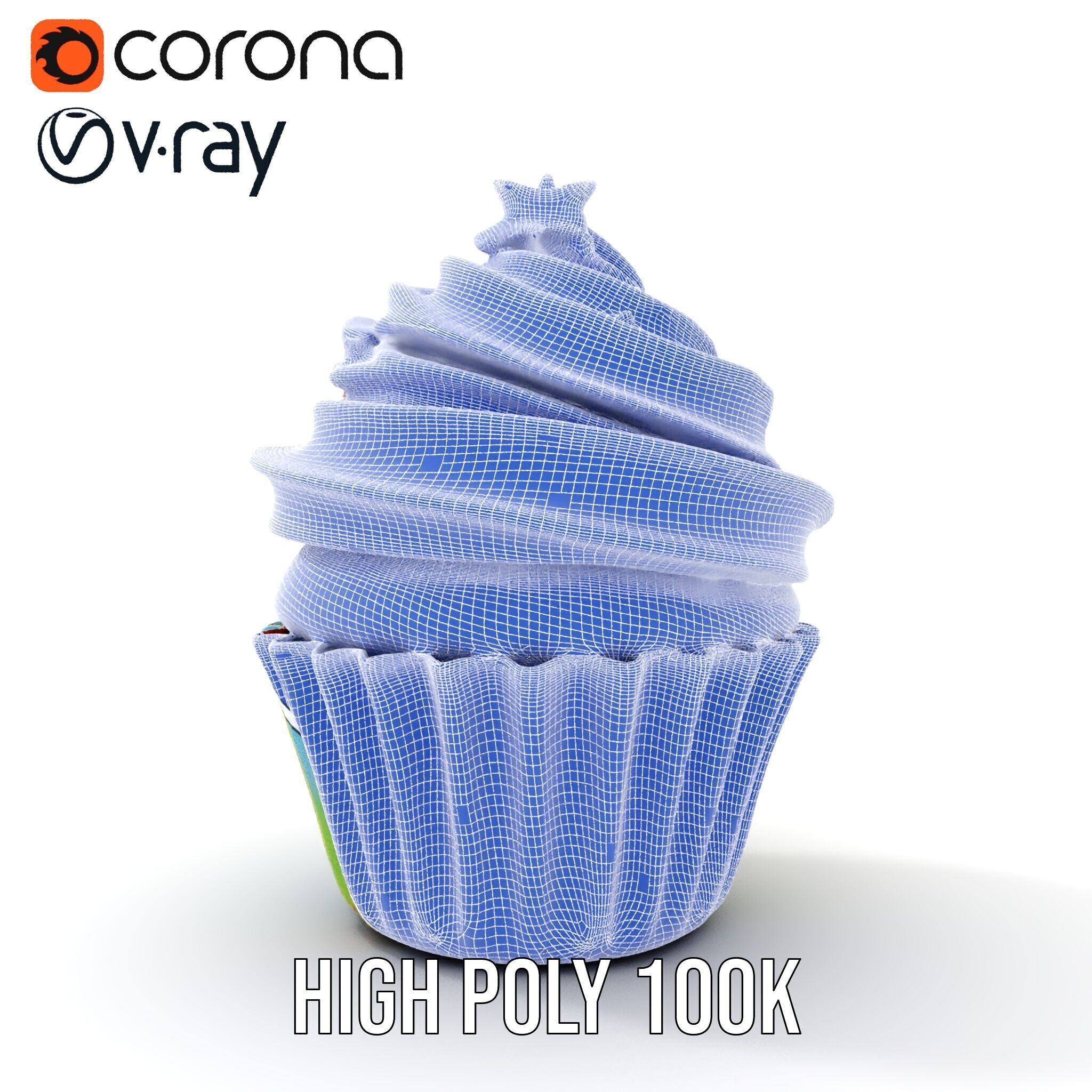 Colorful Cupcake with Star Topper Model Pack Low-poly 3D model_24