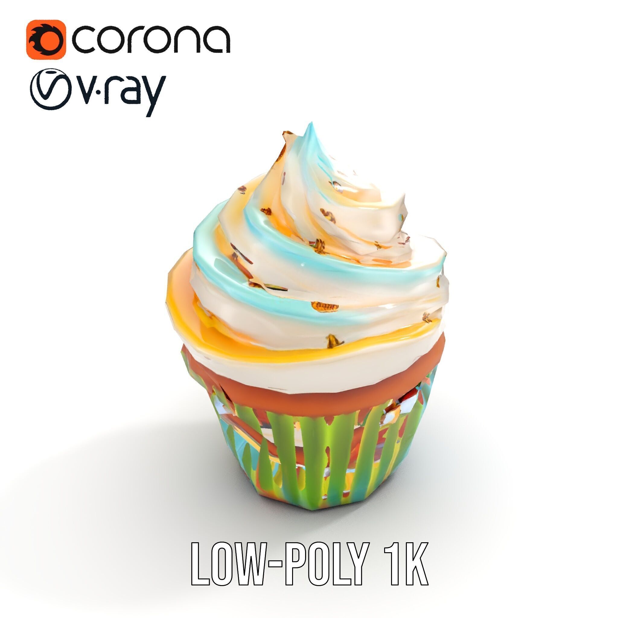 Colorful Cupcake with Star Topper Model Pack Low-poly 3D model_10