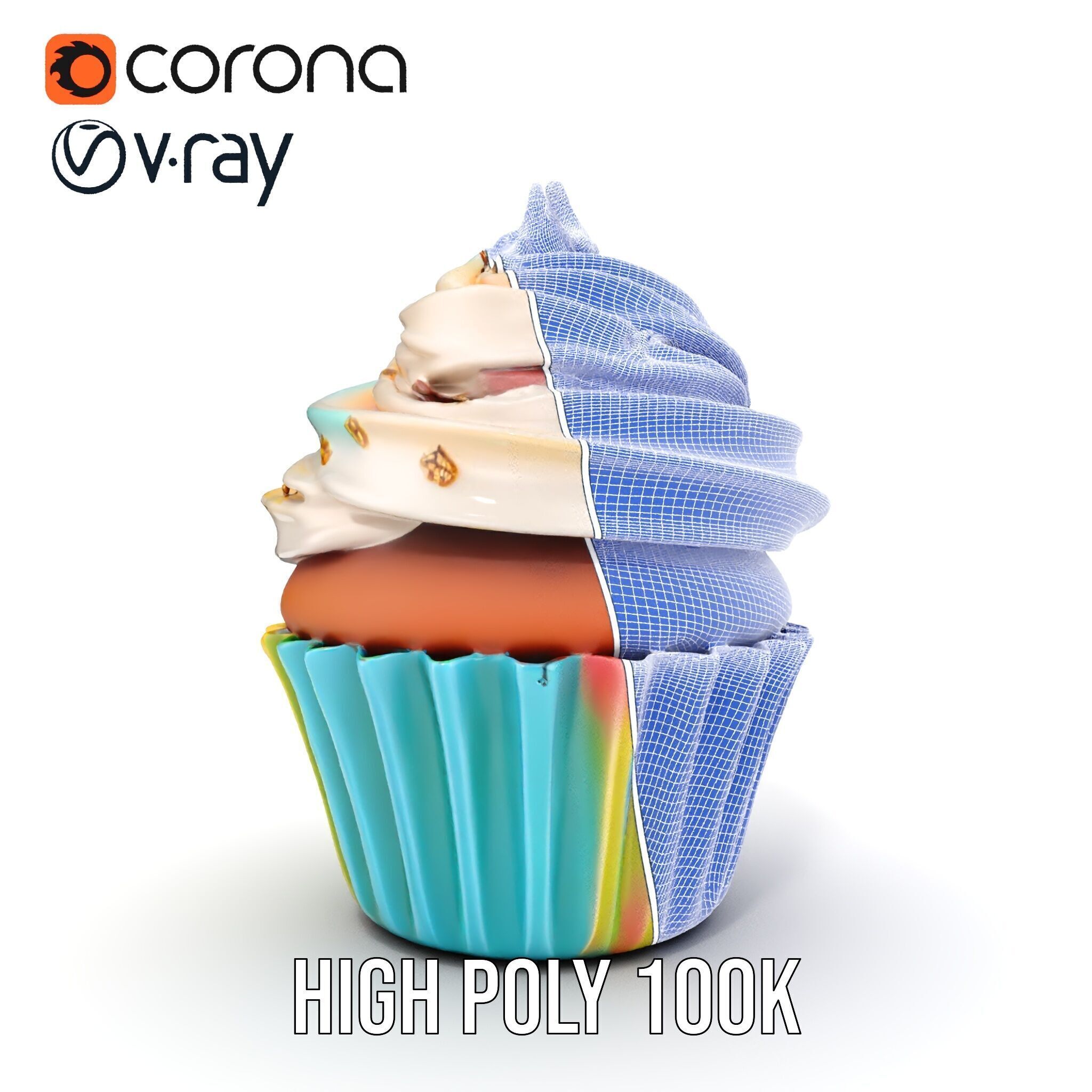 Colorful Cupcake with Star Topper Model Pack Low-poly 3D model_38