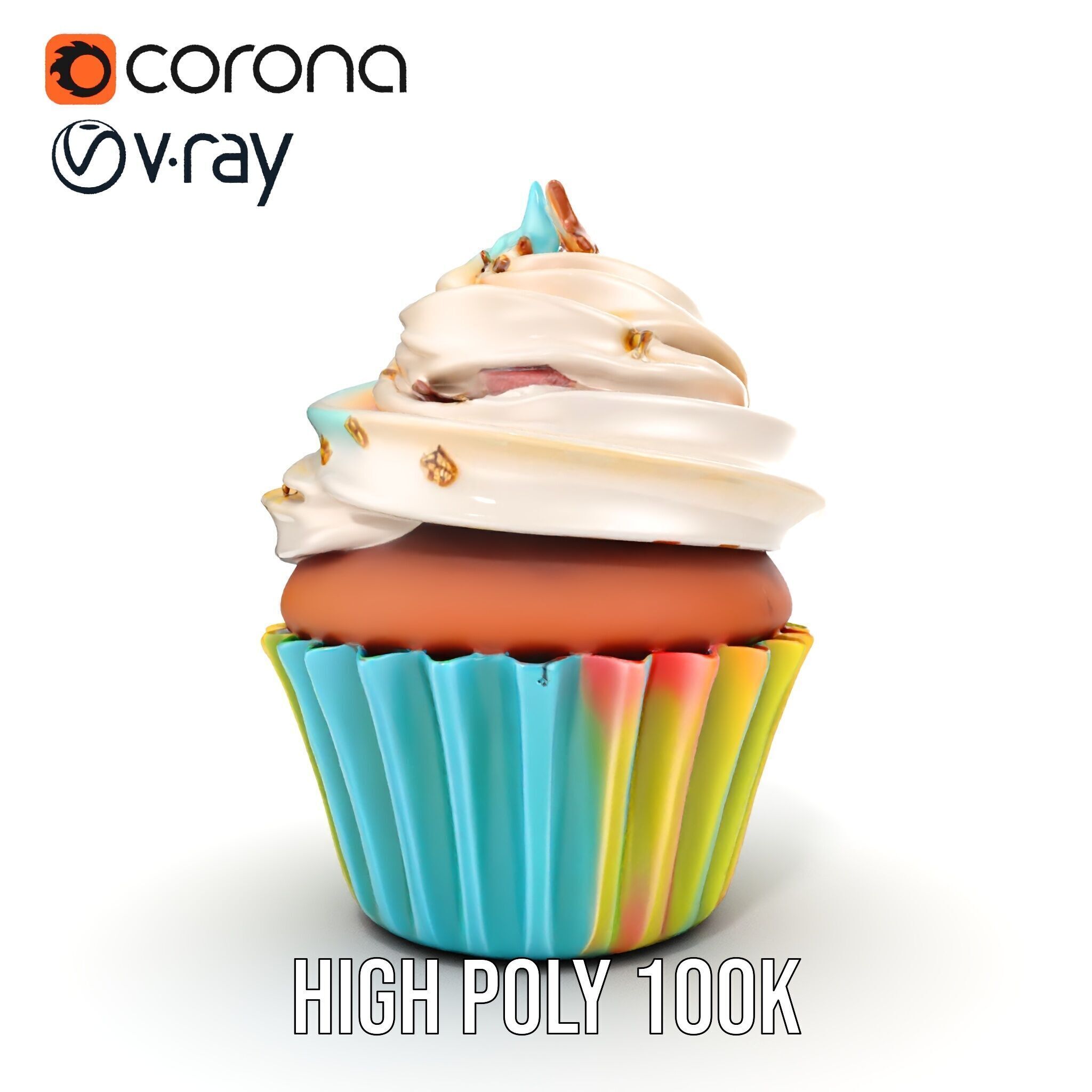 Colorful Cupcake with Star Topper Model Pack Low-poly 3D model_35