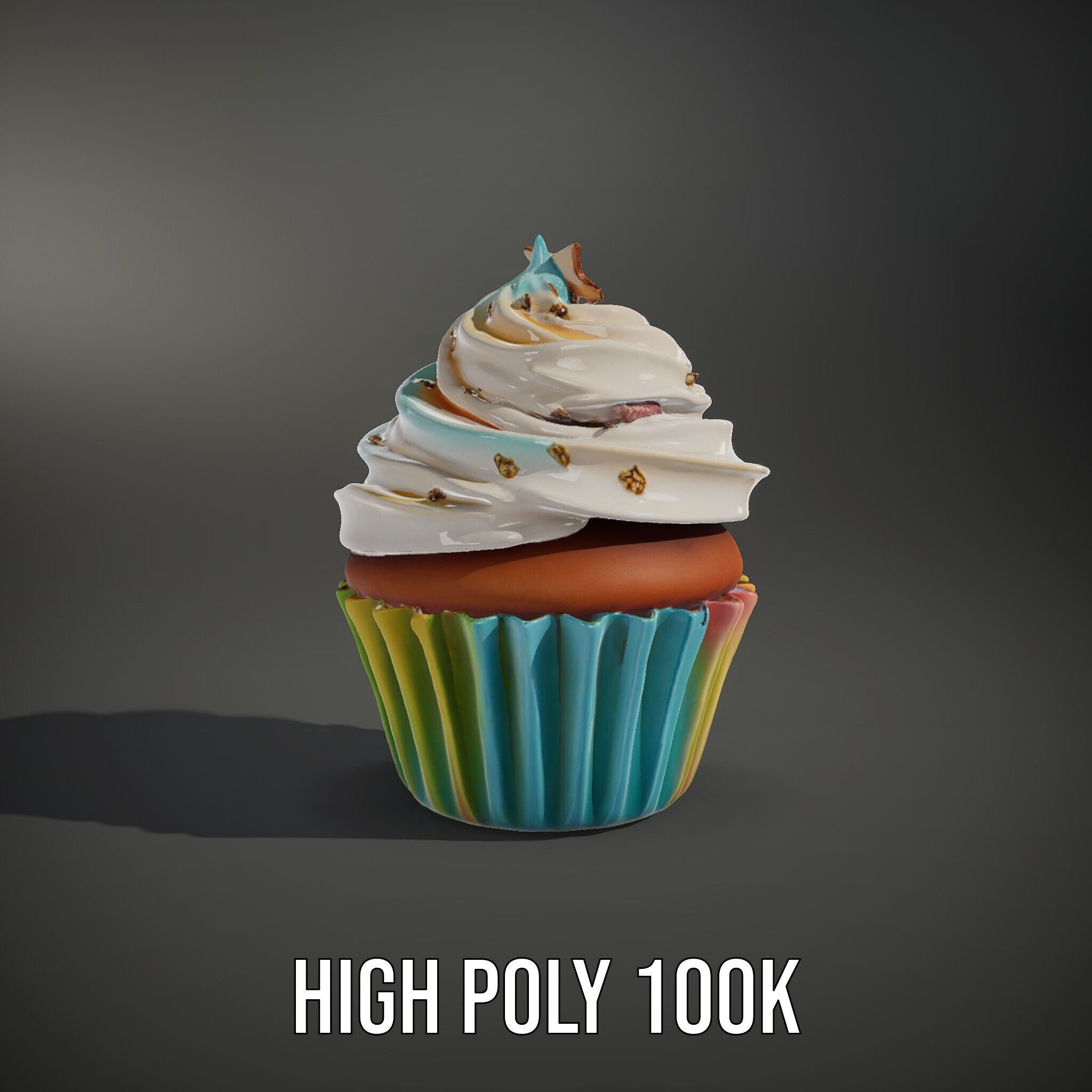 Colorful Cupcake with Star Topper Model Pack Low-poly 3D model_11