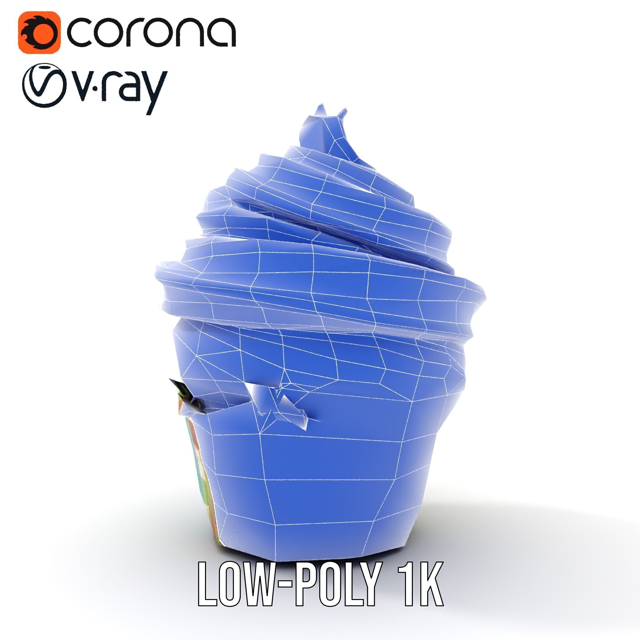 Colorful Cupcake with Star Topper Model Pack Low-poly 3D model_29