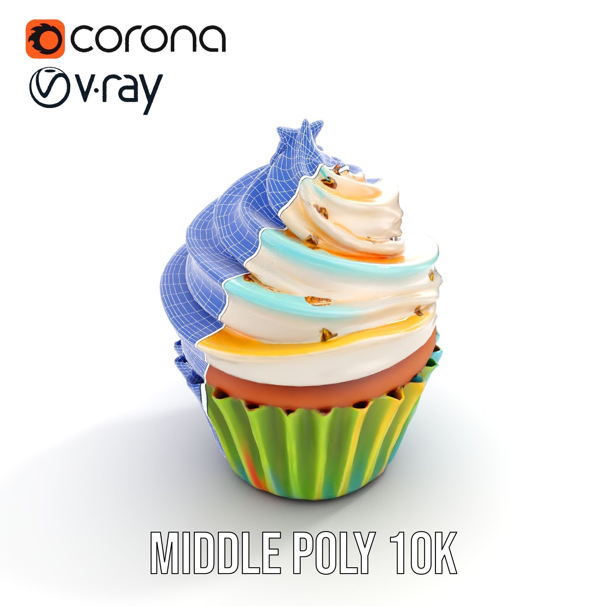 Colorful Cupcake with Star Topper Model Pack Low-poly 3D model_19