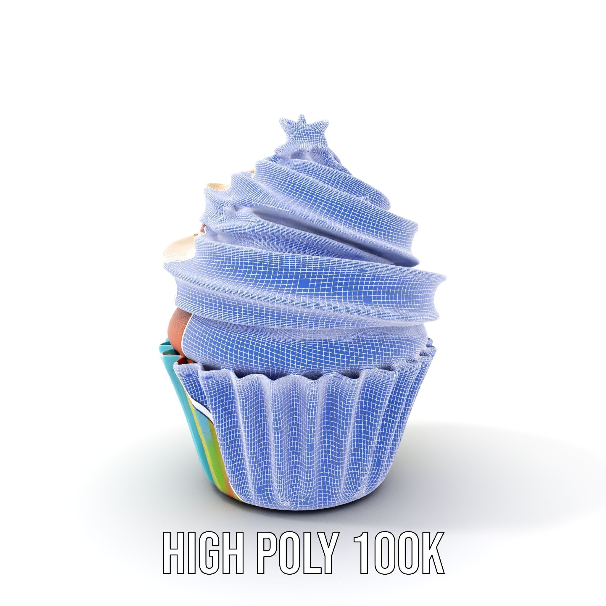 Colorful Cupcake with Star Topper Model Pack Low-poly 3D model_4