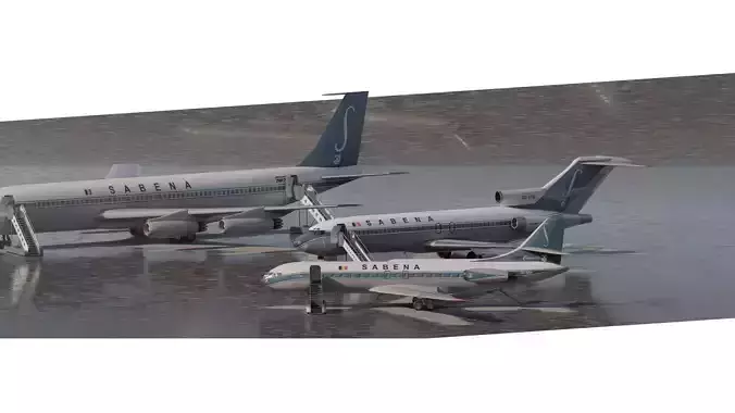 Boeing 707-329 Boeing 727-29C and Caravelle 3D model