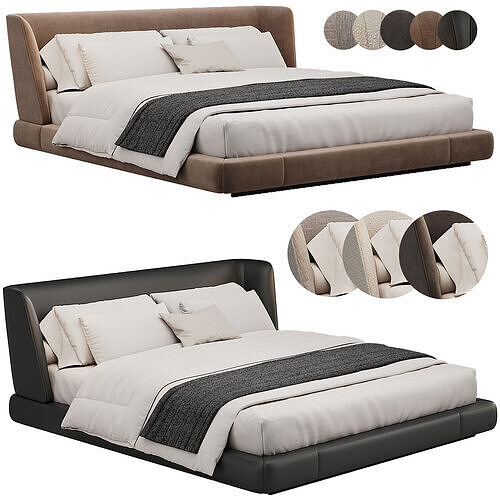 Reeves Double Bed By Minotti 3D model