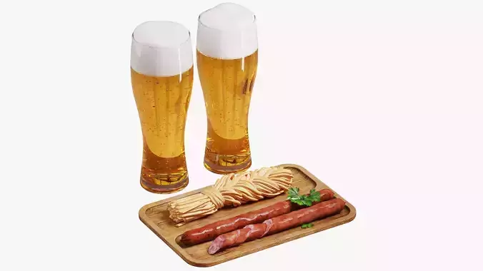 Beer set with hunting sausages