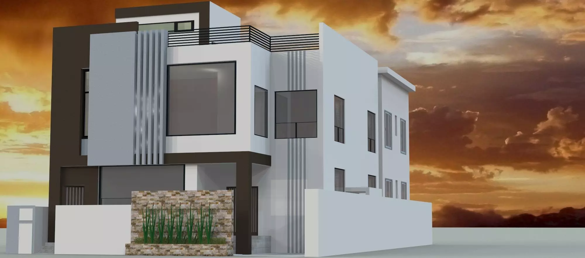 Contemporary Cube Facade House A58 DWG SketchUp 3D model