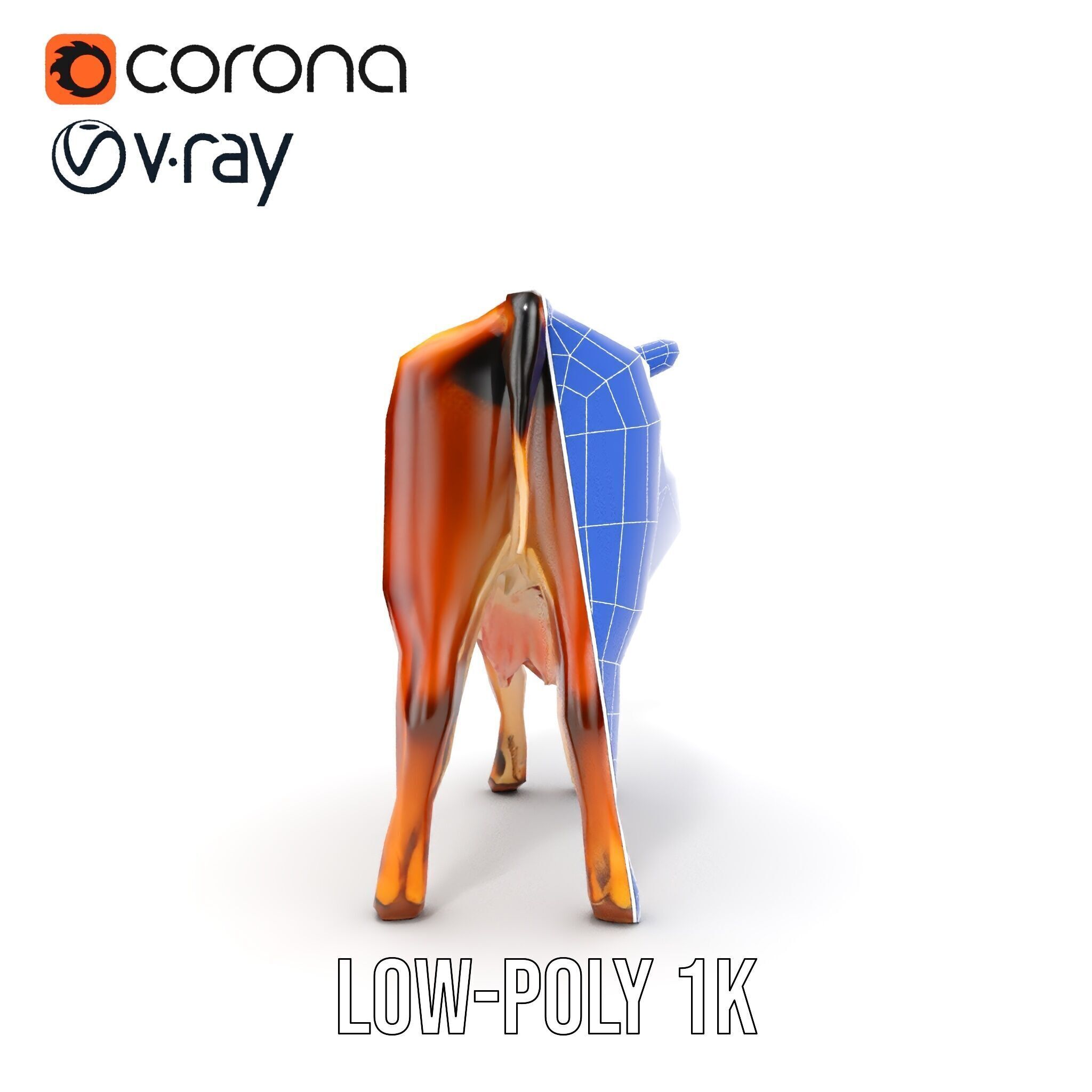 Realistic Cow Model Pack for D Rendering and Animation Low-poly 3D model_29