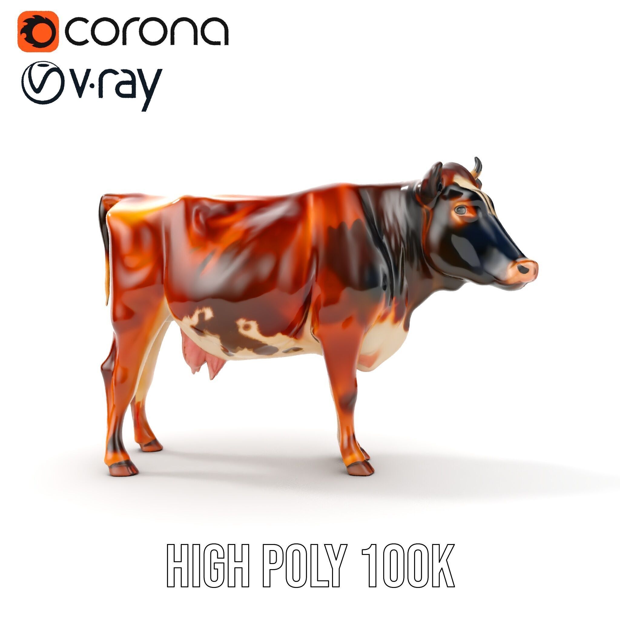 Realistic Cow Model Pack for D Rendering and Animation Low-poly 3D model_37