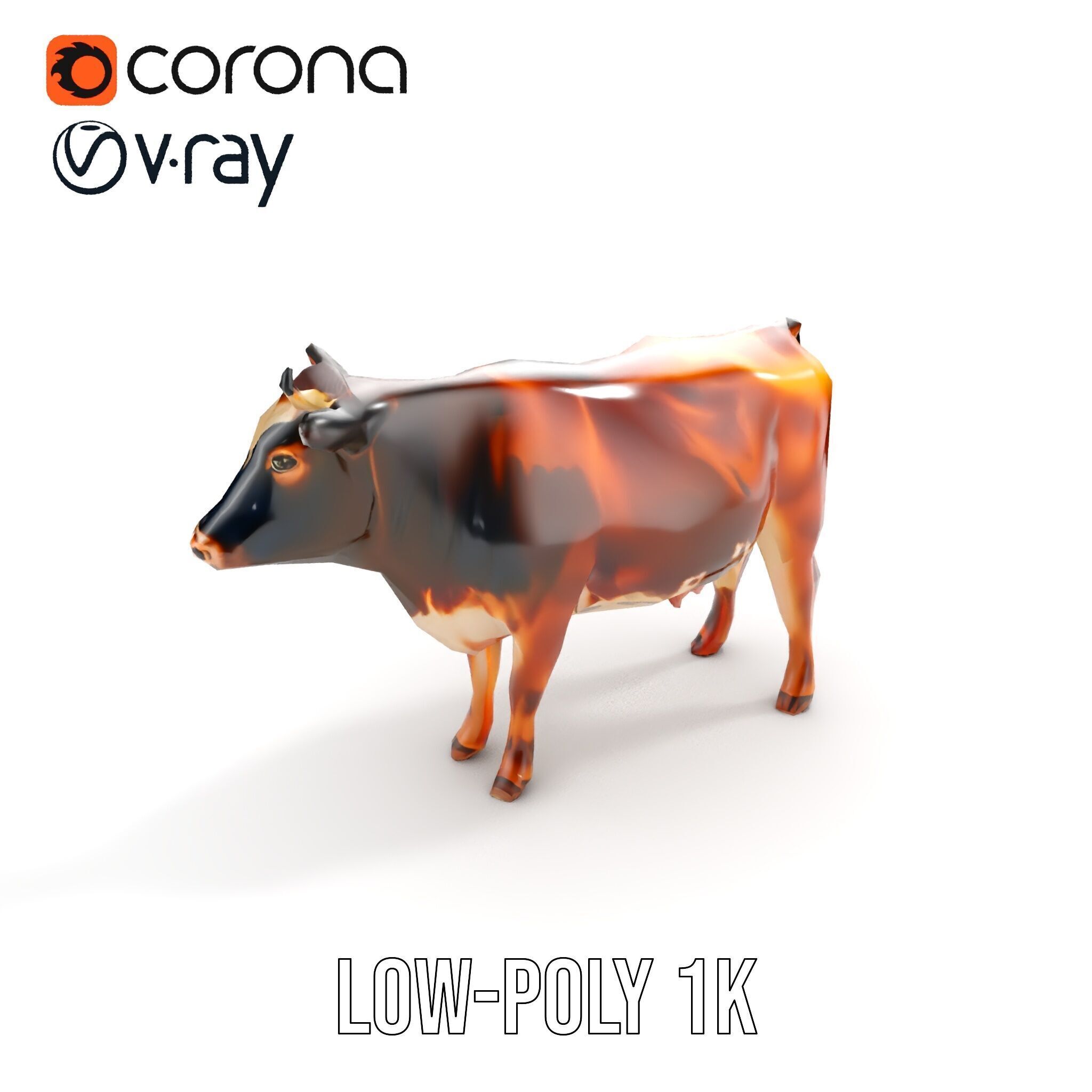 Realistic Cow Model Pack for D Rendering and Animation Low-poly 3D model_10