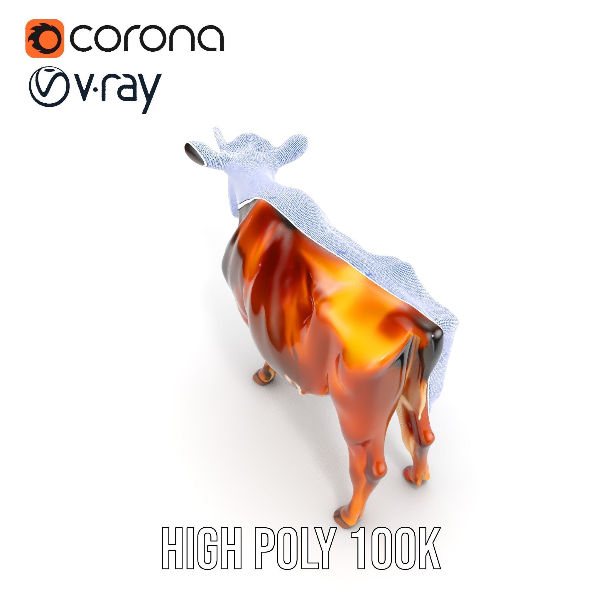 Realistic Cow Model Pack for D Rendering and Animation Low-poly 3D model_19